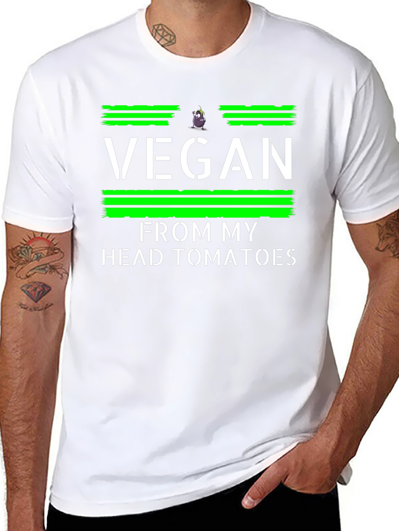 Vegan From My Head Tomatoes Black T-Shirt