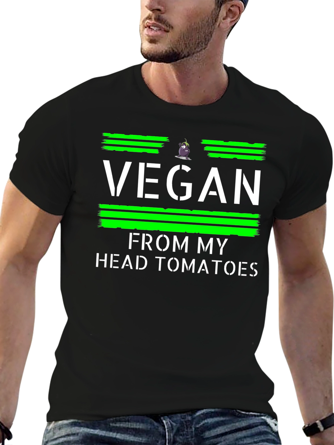 Vegan From My Head Tomatoes Black T-Shirt