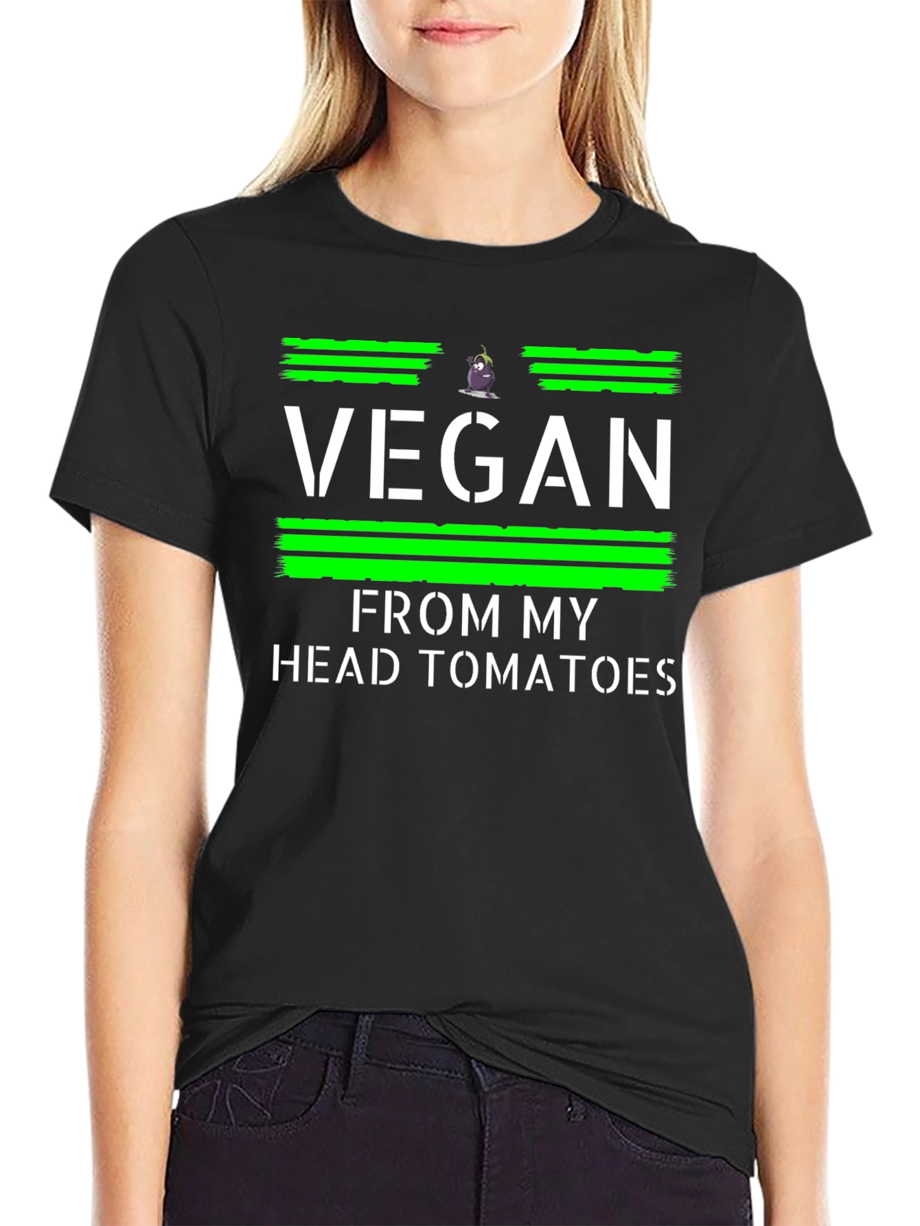 Vegan From My Head Tomatoes Black T-Shirt