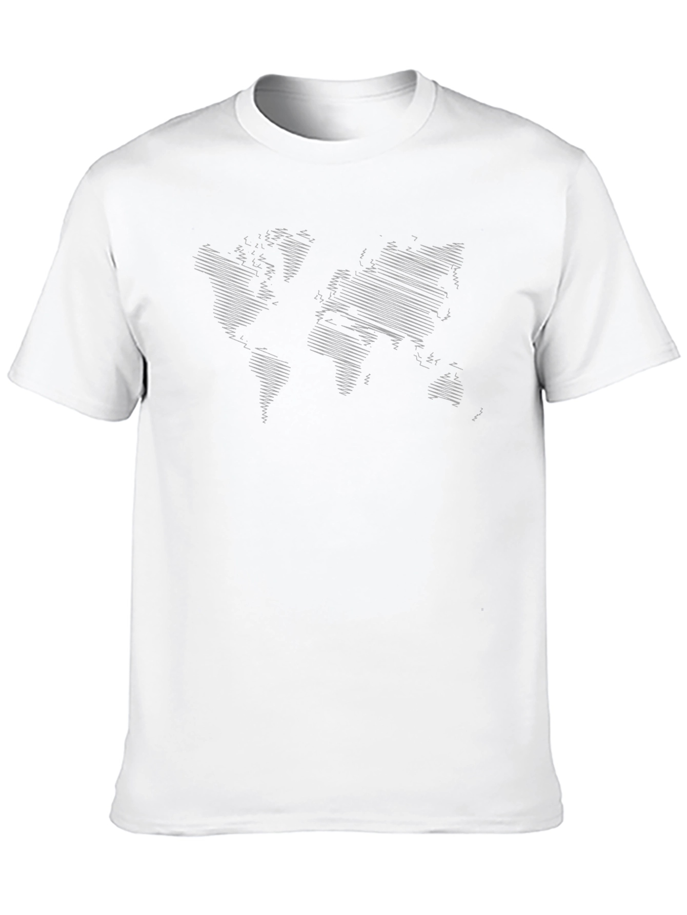 Modern World Map Line Art Black T-Shirt