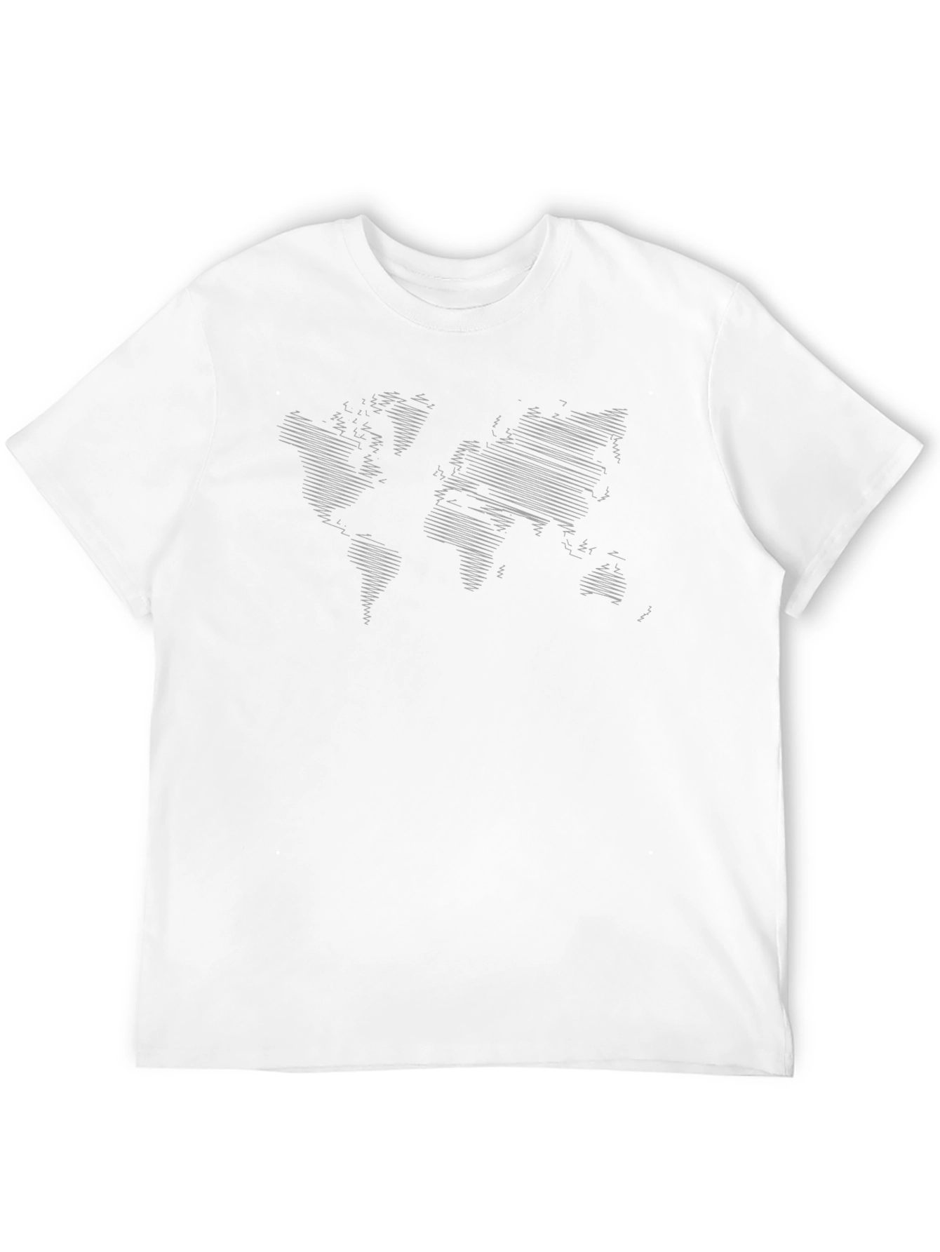 Modern World Map Line Art Black T-Shirt