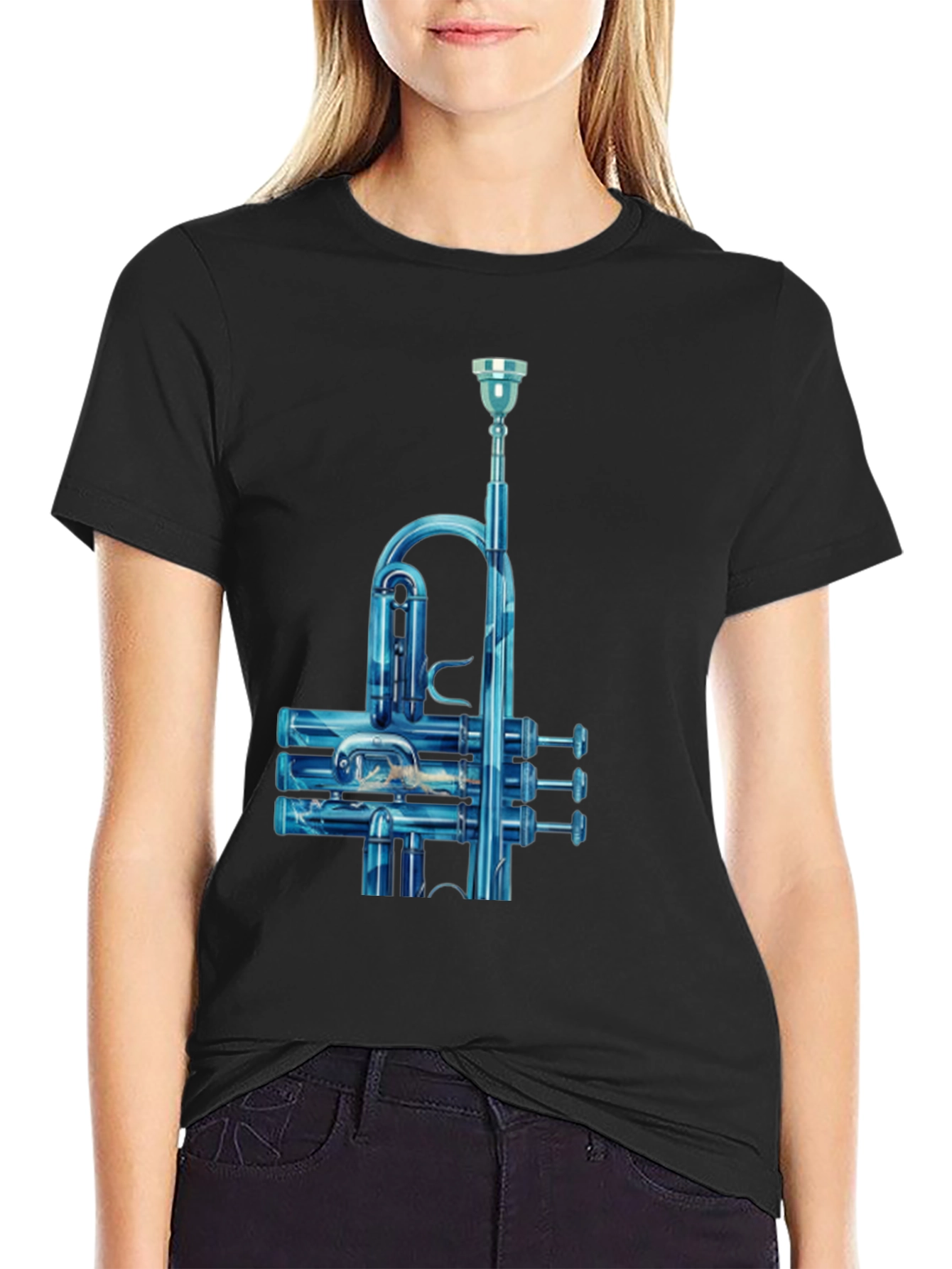 Blue Trumpet Graphic Tee - Musicians Style