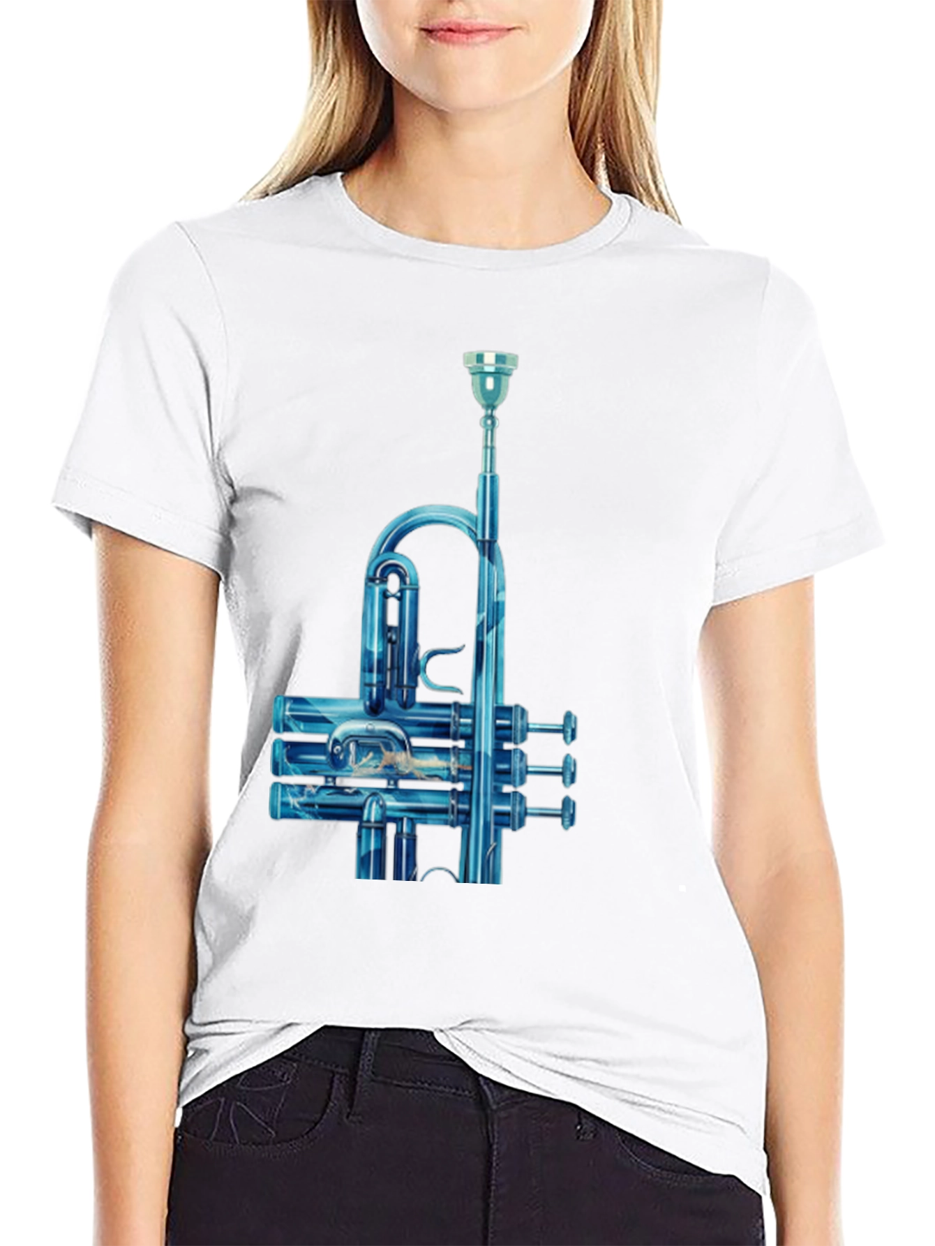 Blue Trumpet Graphic Tee - Musicians Style