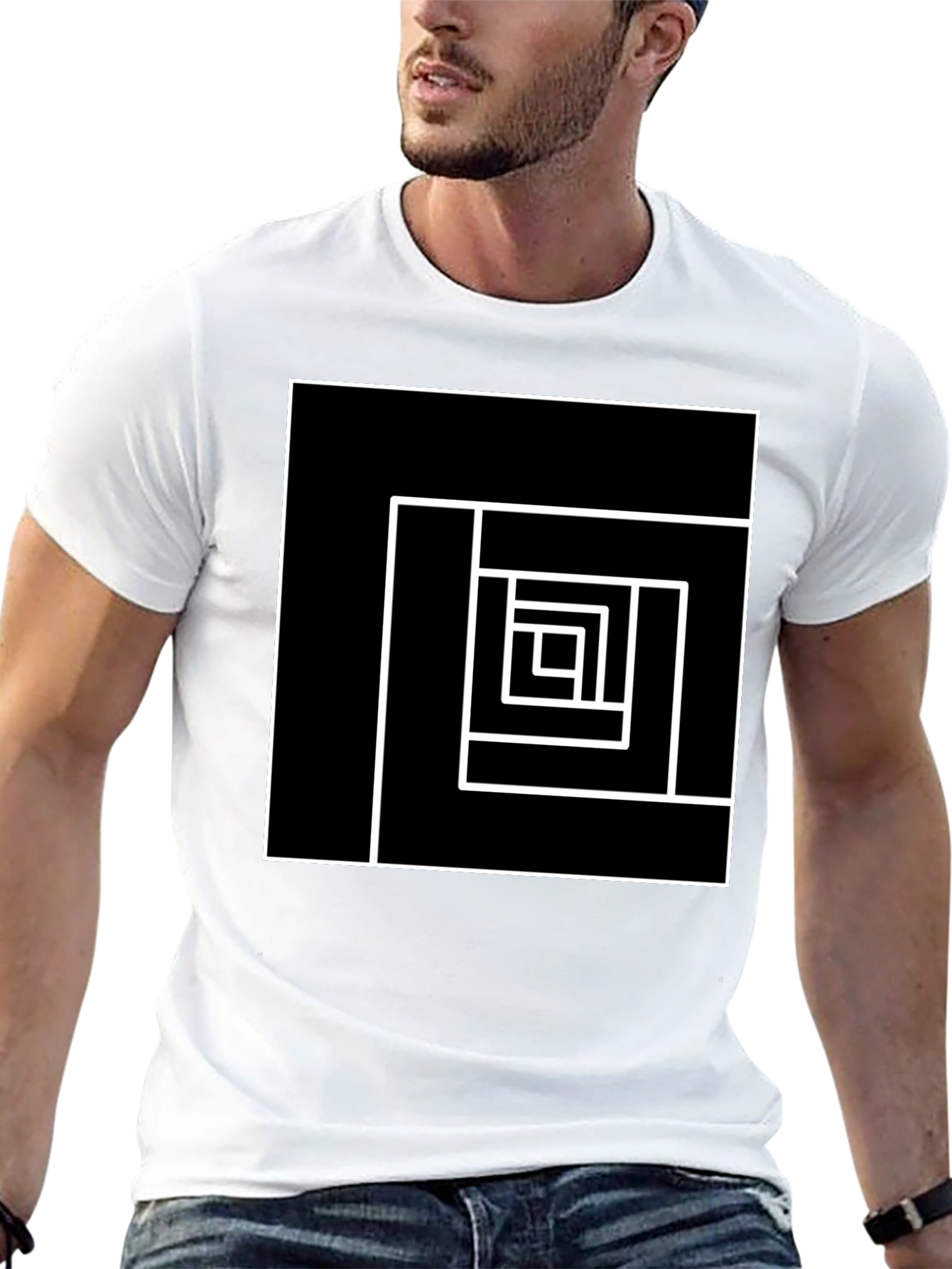 Geometric Square Graphic Tee - Modern Design