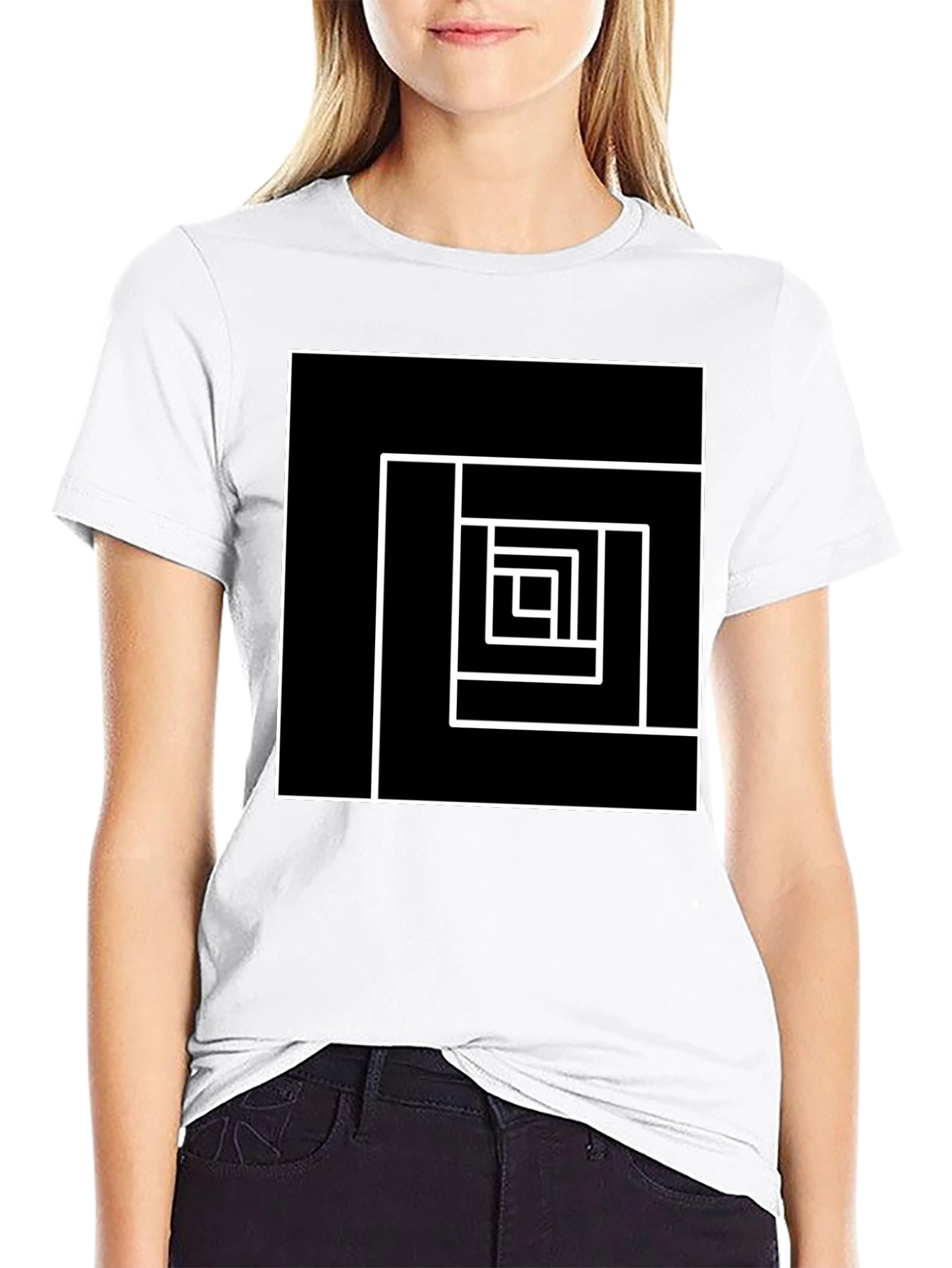 Geometric Square Graphic Tee - Modern Design
