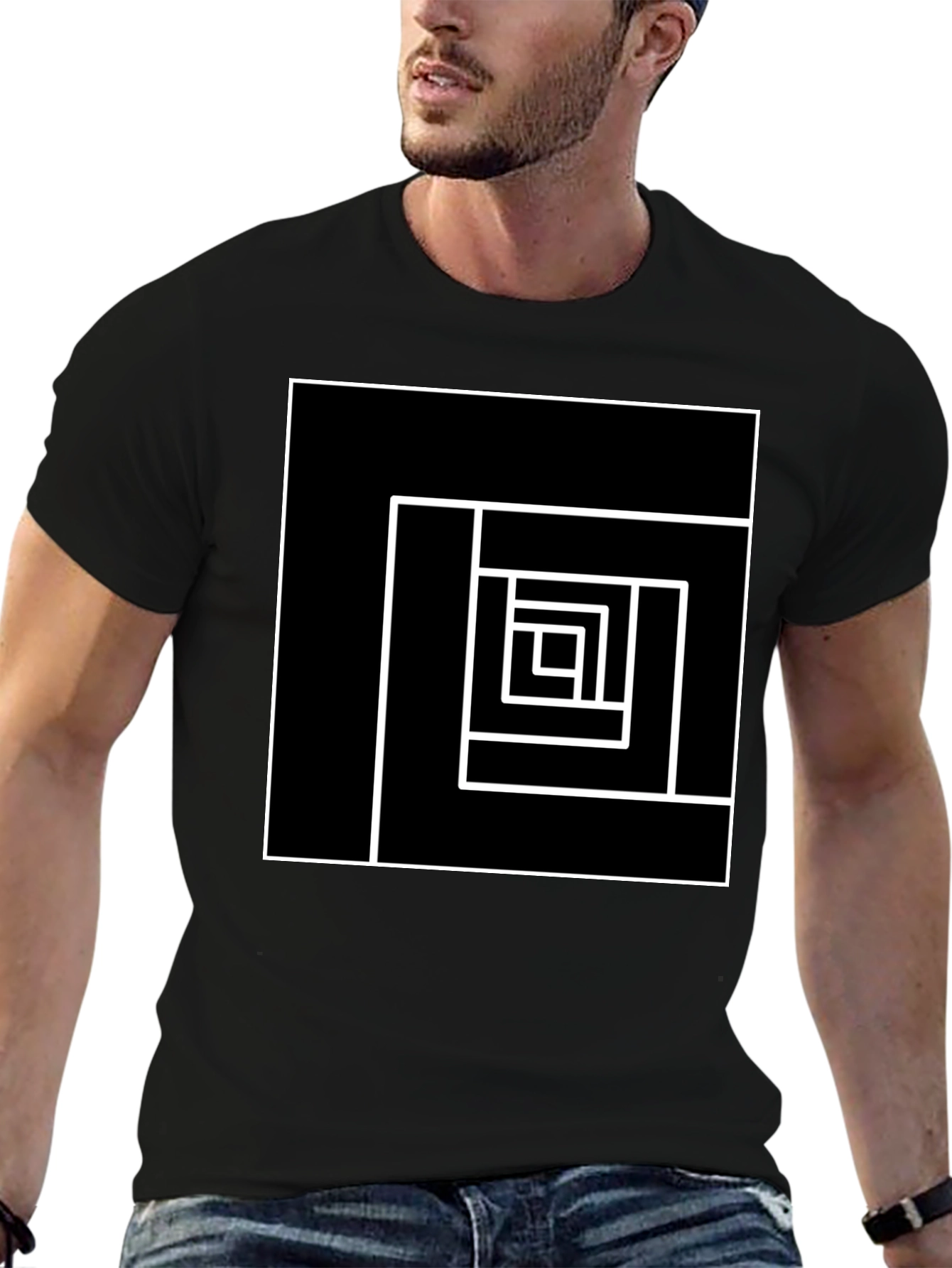 Geometric Square Graphic Tee - Modern Design