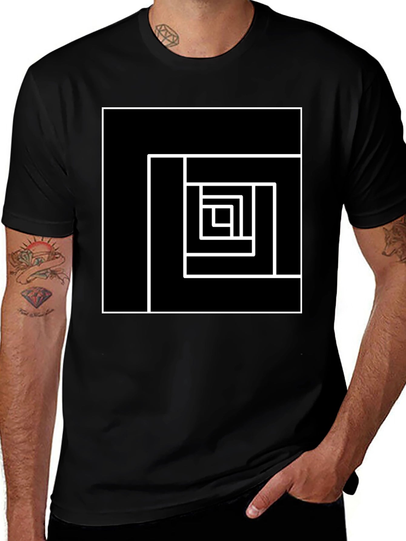 Geometric Square Graphic Tee - Modern Design