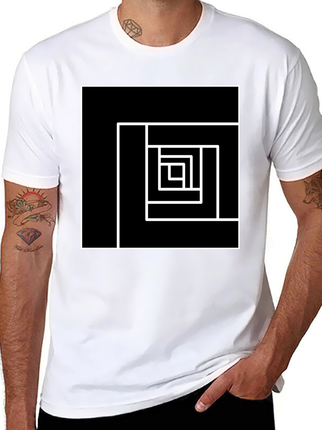 Geometric Square Graphic Tee - Modern Design