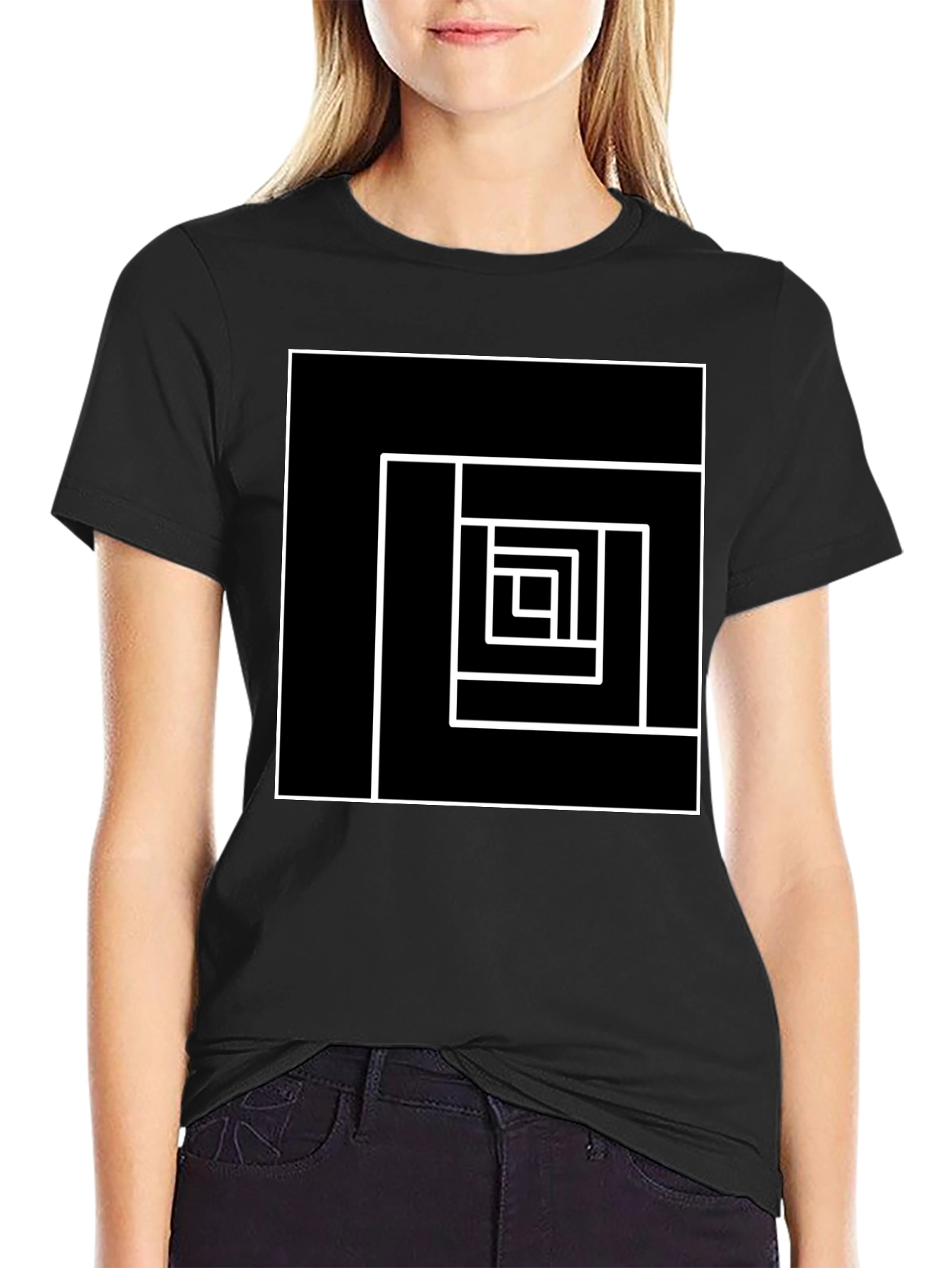Geometric Square Graphic Tee - Modern Design
