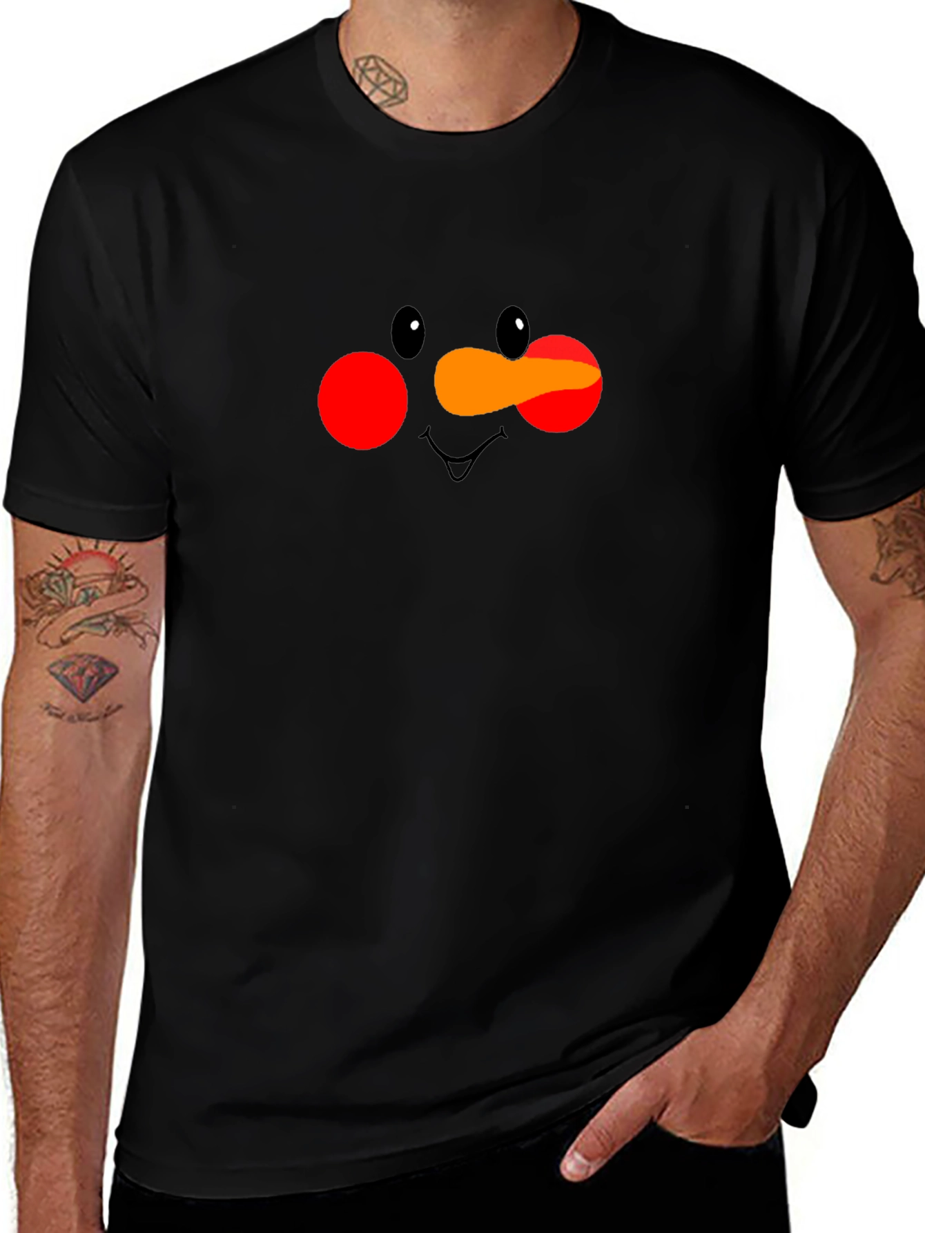 Snowman Face Graphic Tee - Holiday T-Shirt
