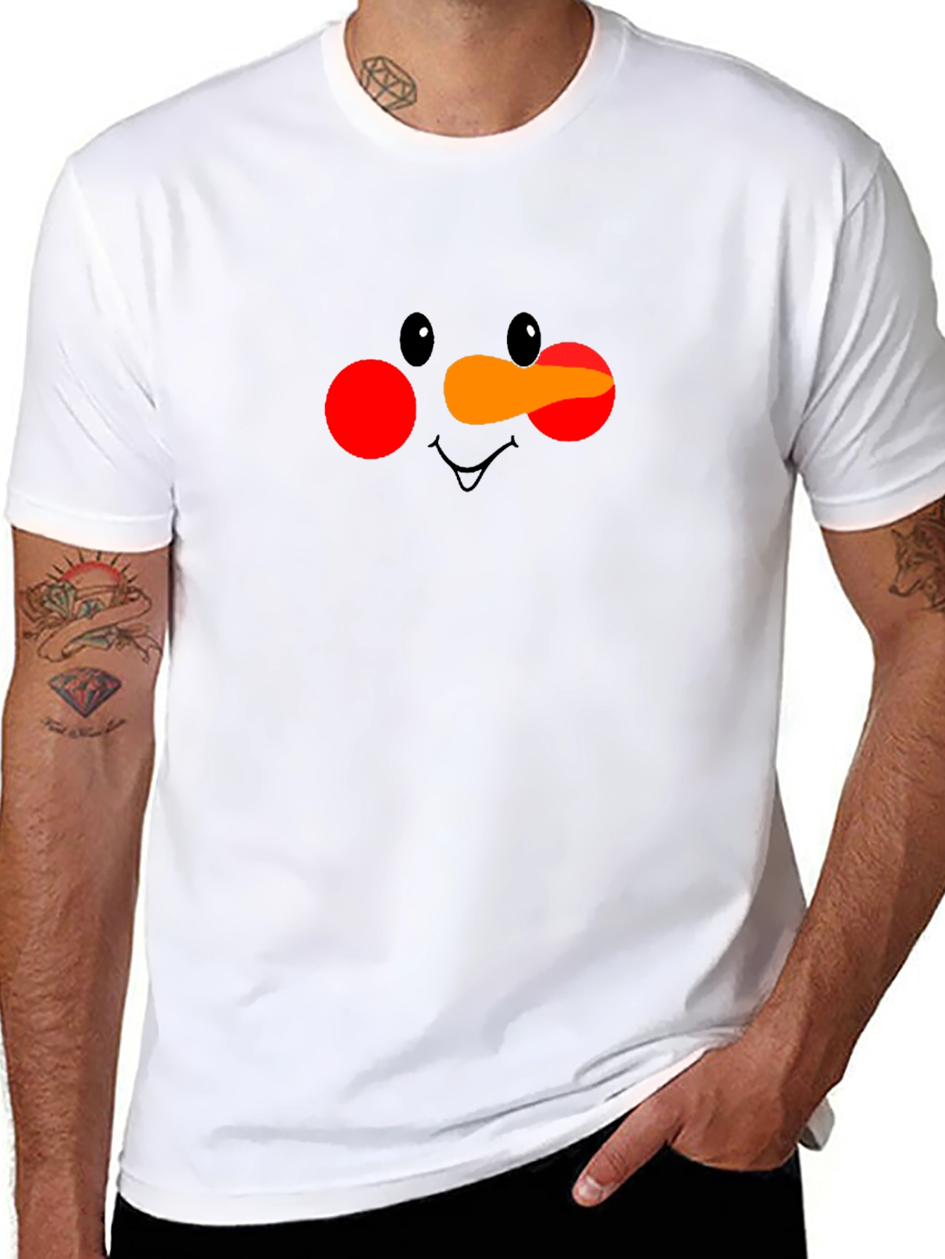Snowman Face Graphic Tee - Holiday T-Shirt