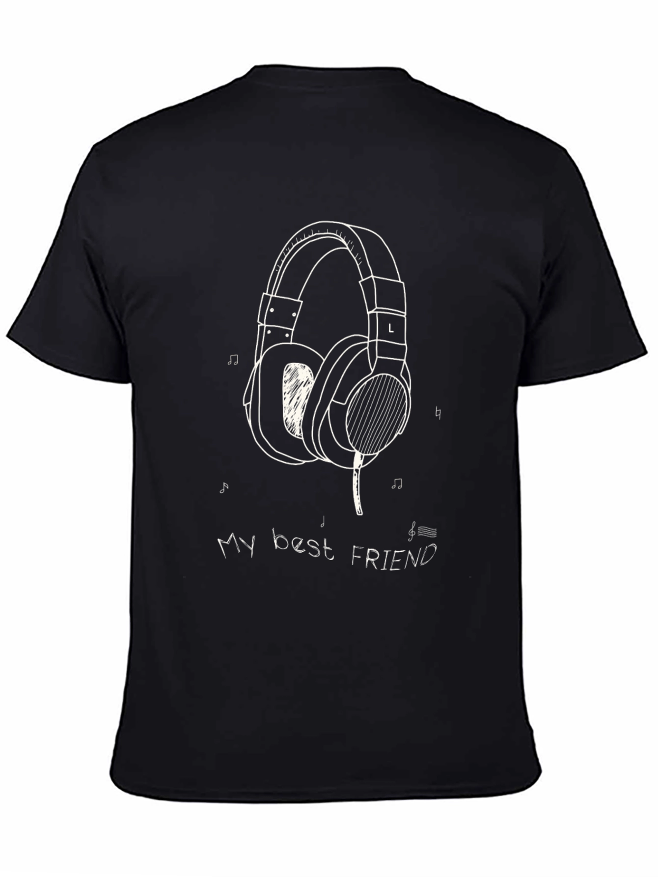 Headphone Friend Black Graphic Tee