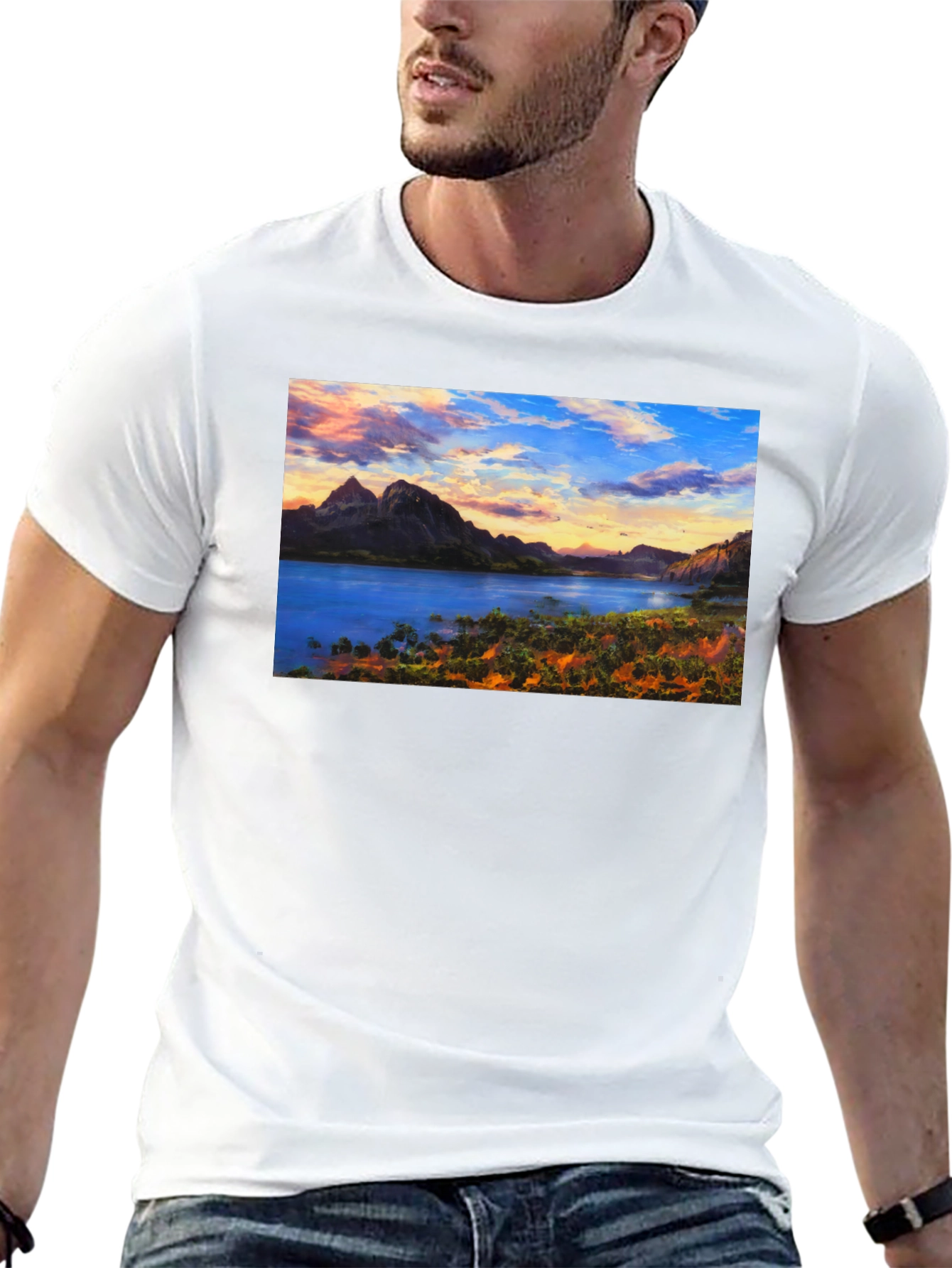Mountain Lake View Graphic T-Shirt