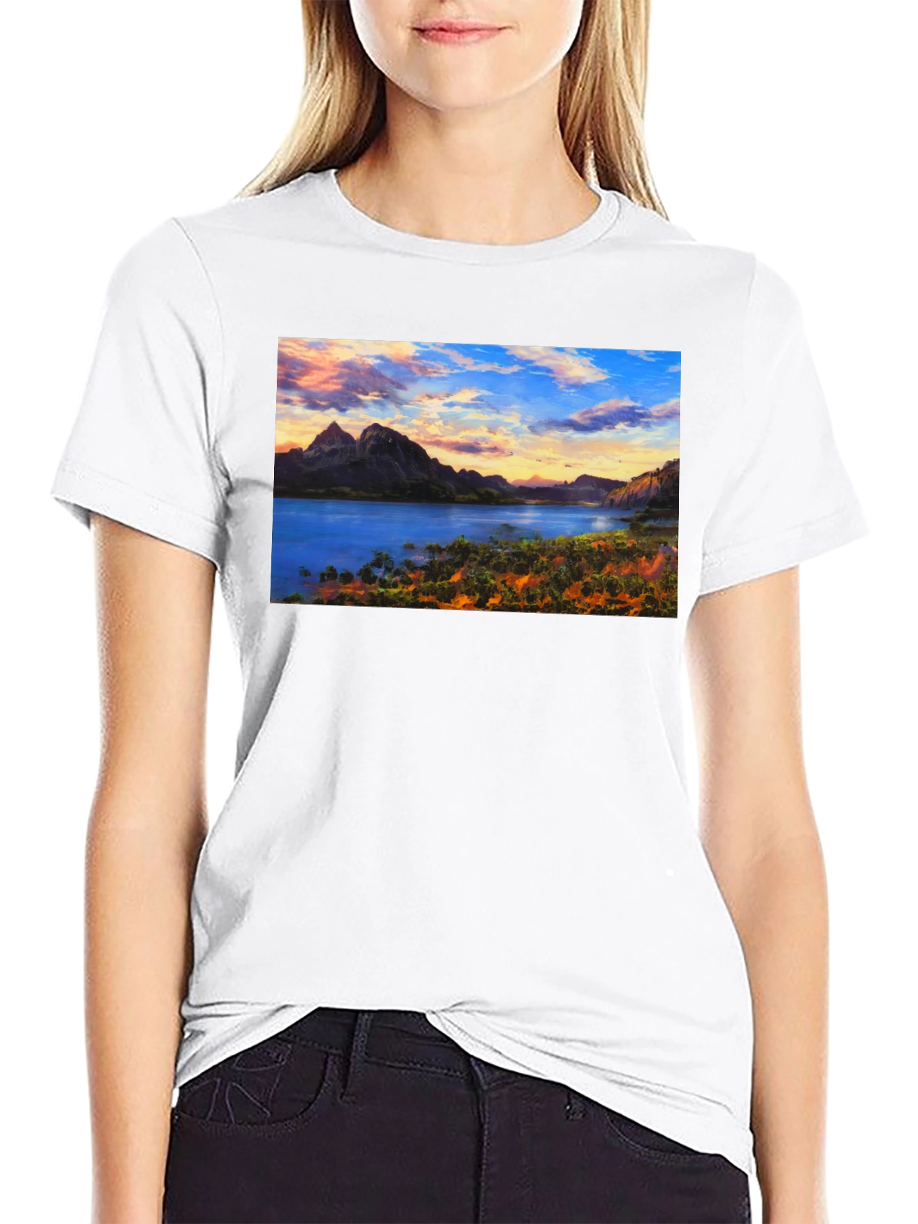 Mountain Lake View Graphic T-Shirt