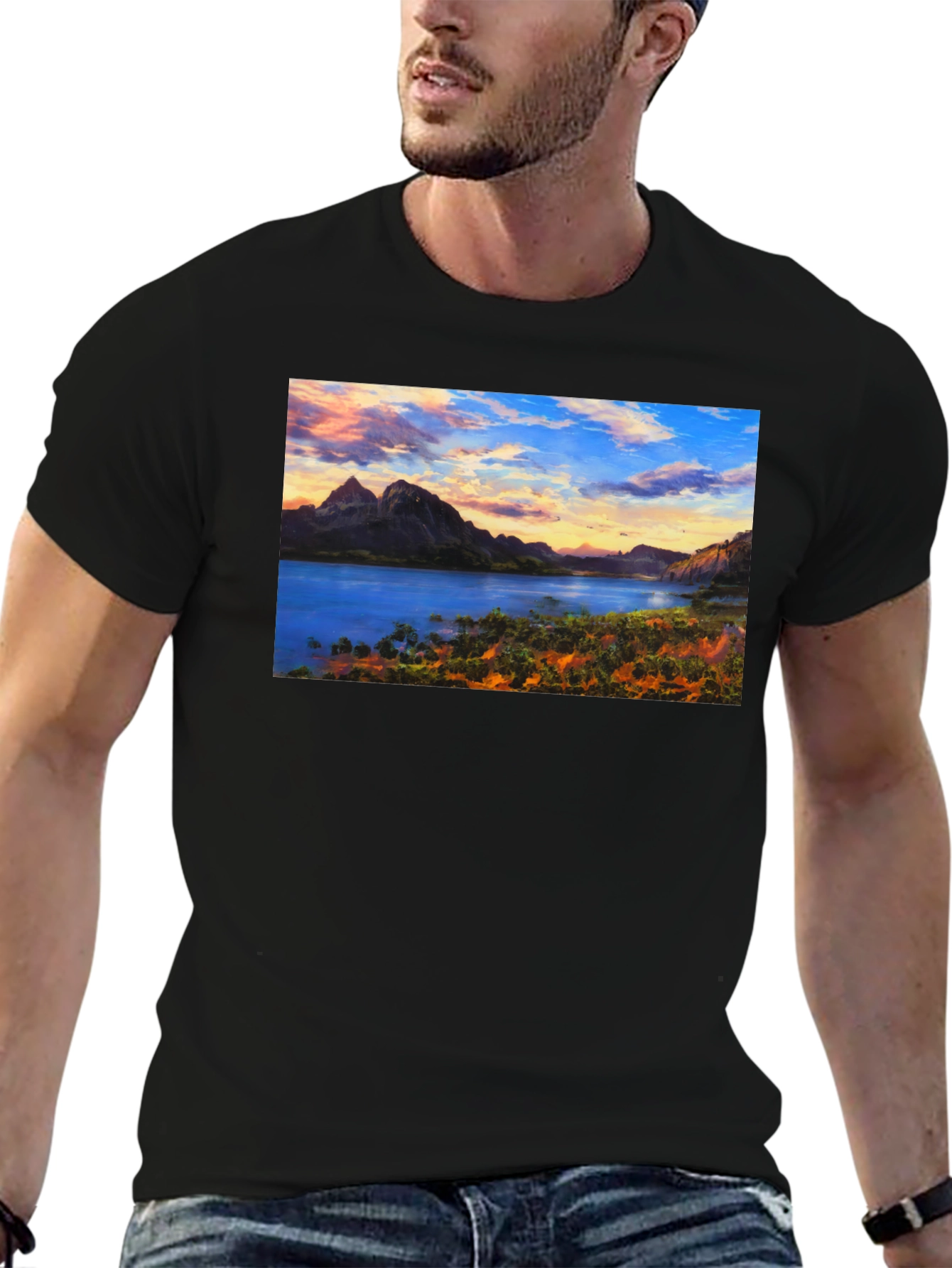 Mountain Lake View Graphic T-Shirt