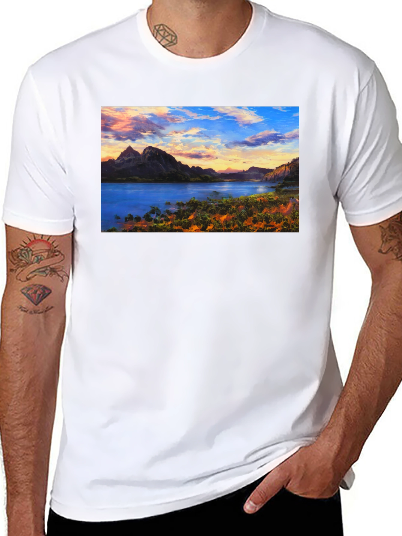 Mountain Lake View Graphic T-Shirt