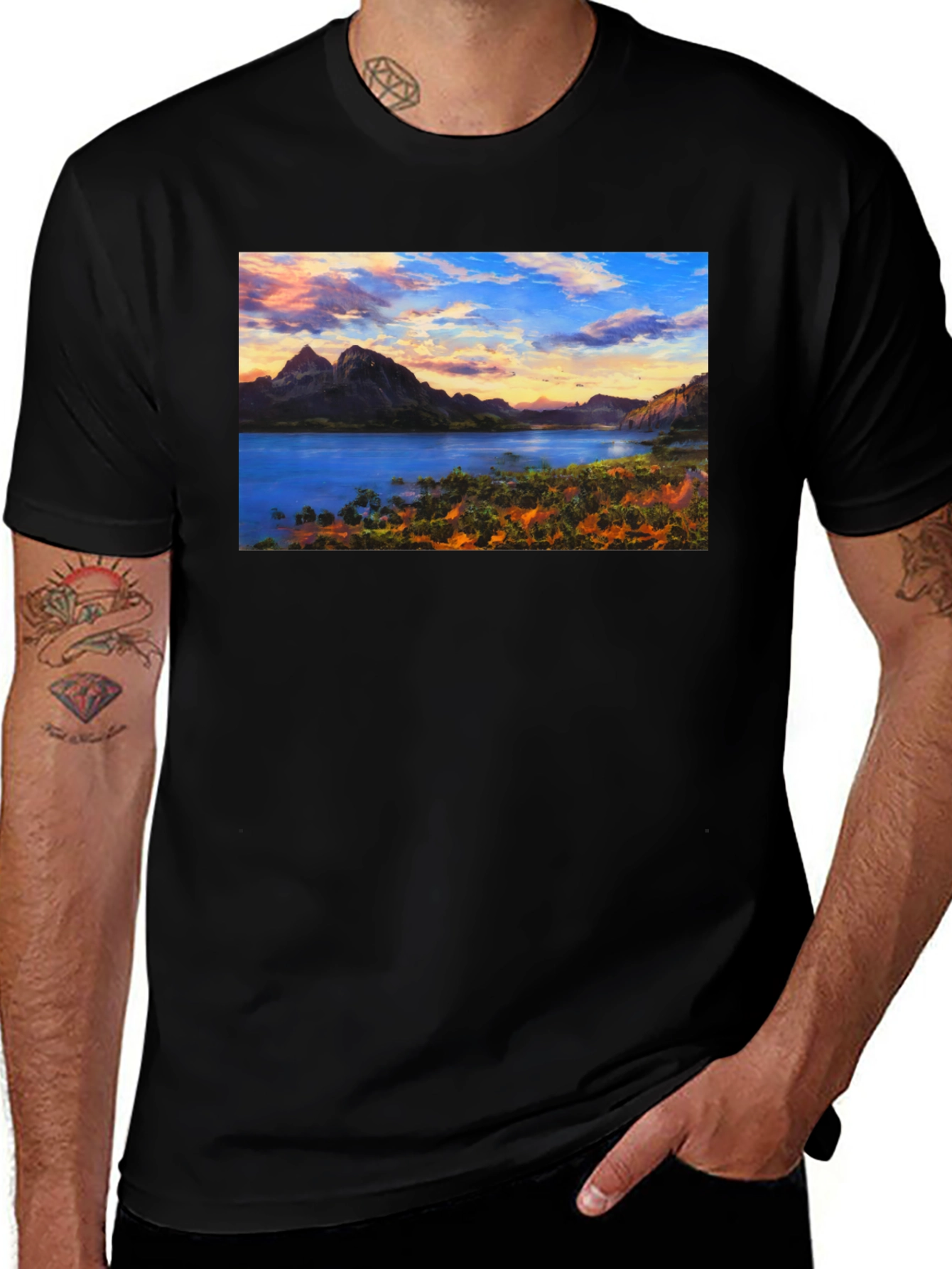 Mountain Lake View Graphic T-Shirt