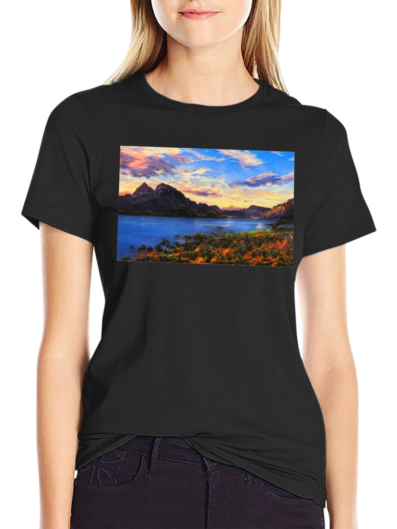 Mountain Lake View Graphic T-Shirt