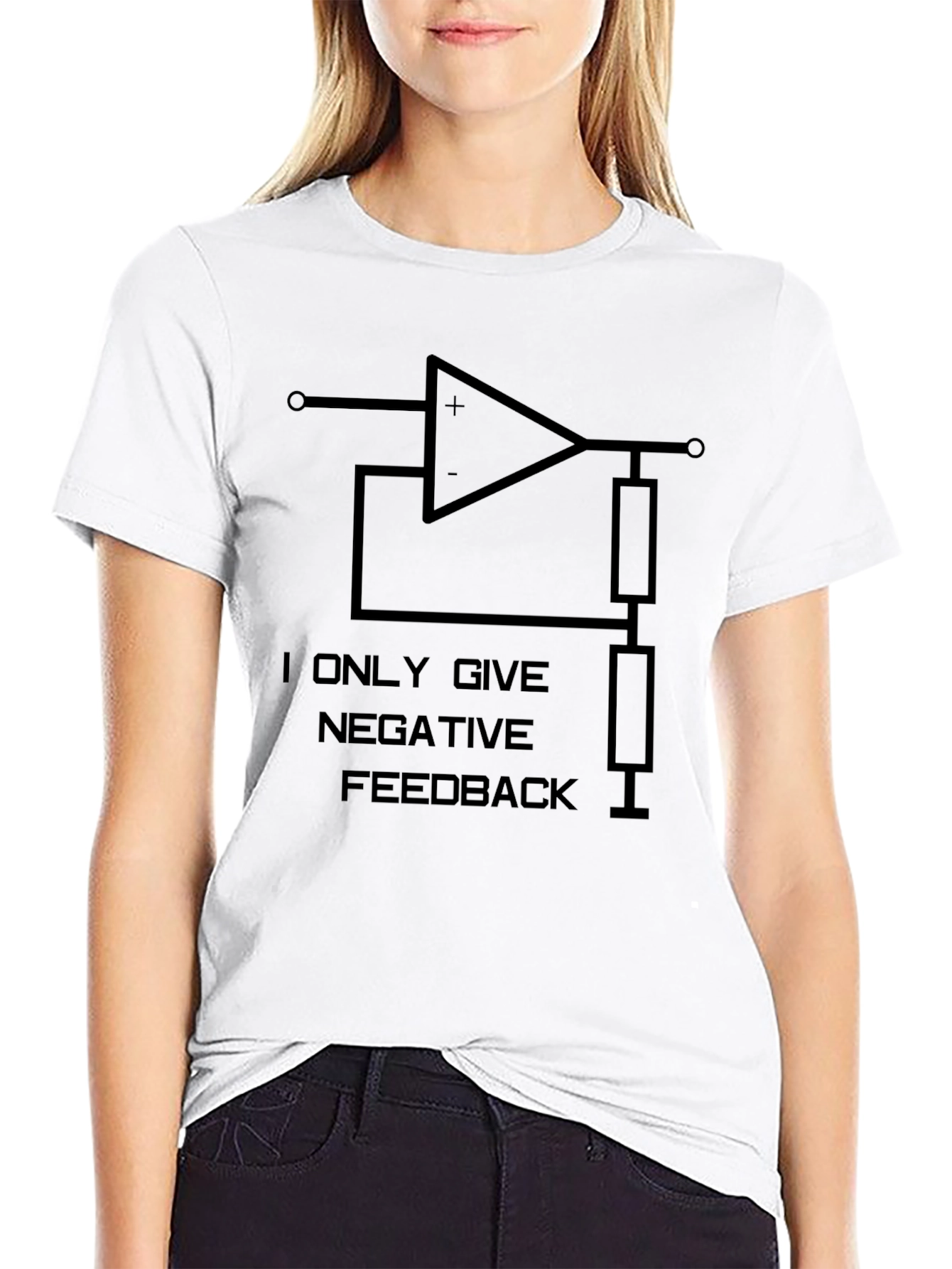 Negative Feedback Op Amp Black Graphic T-Shirt