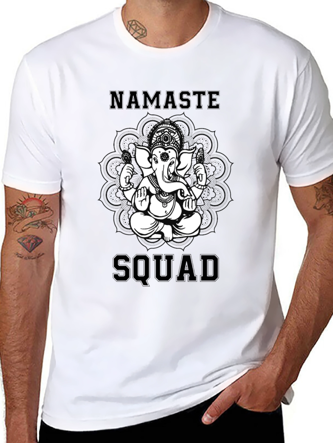 Namaste Squad Graphic Tee - Black Cotton T-Shirt