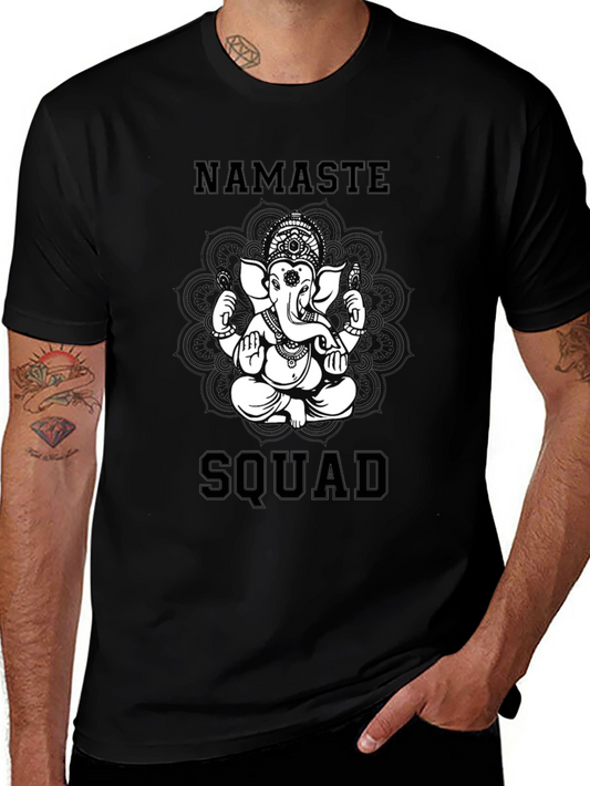 Namaste Squad Graphic Tee - Black Cotton T-Shirt