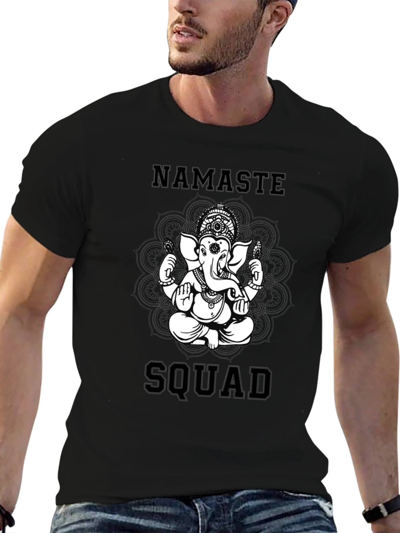 Namaste Squad Graphic Tee - Black Cotton T-Shirt