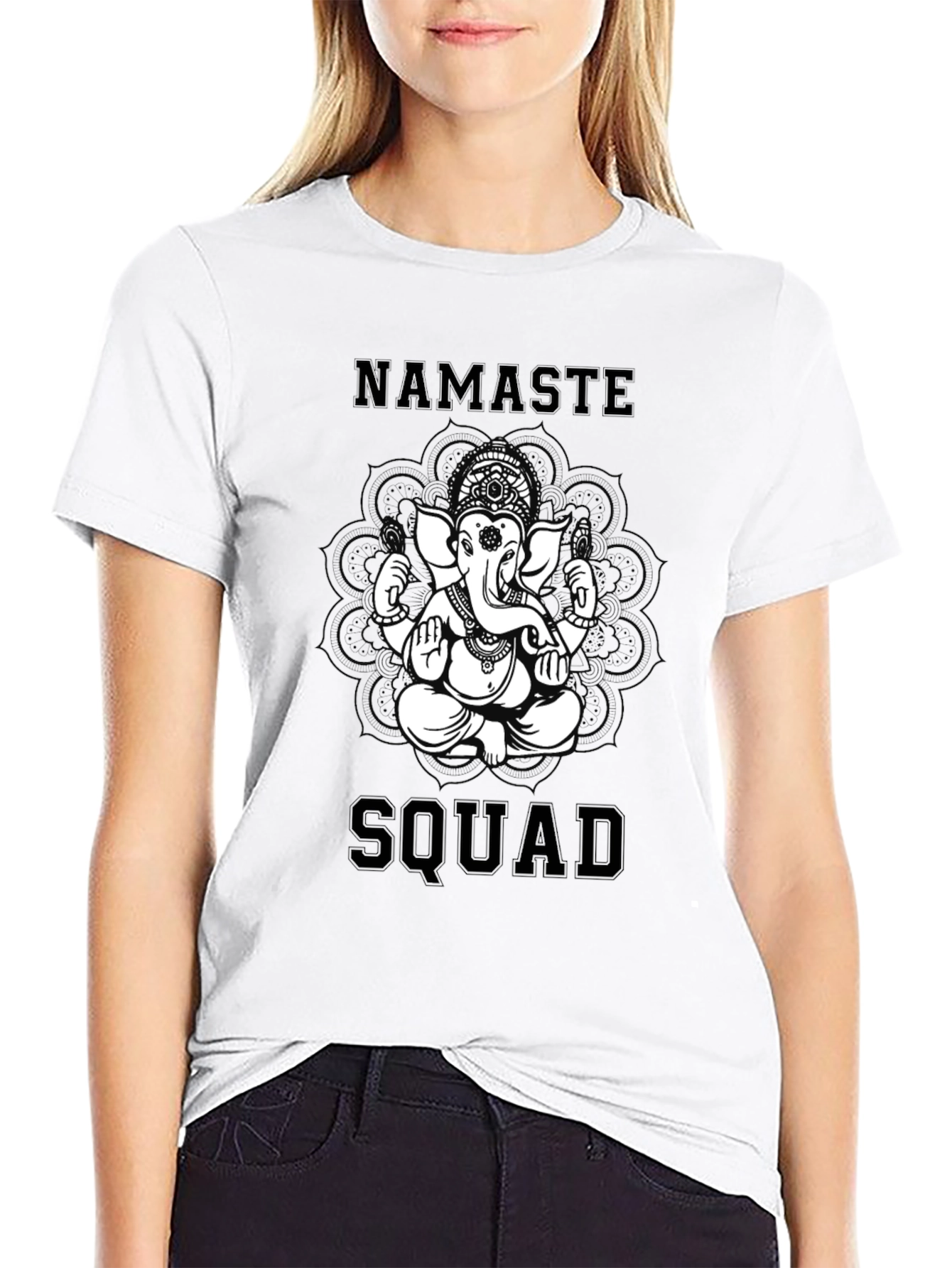 Namaste Squad Graphic Tee - Black Cotton T-Shirt