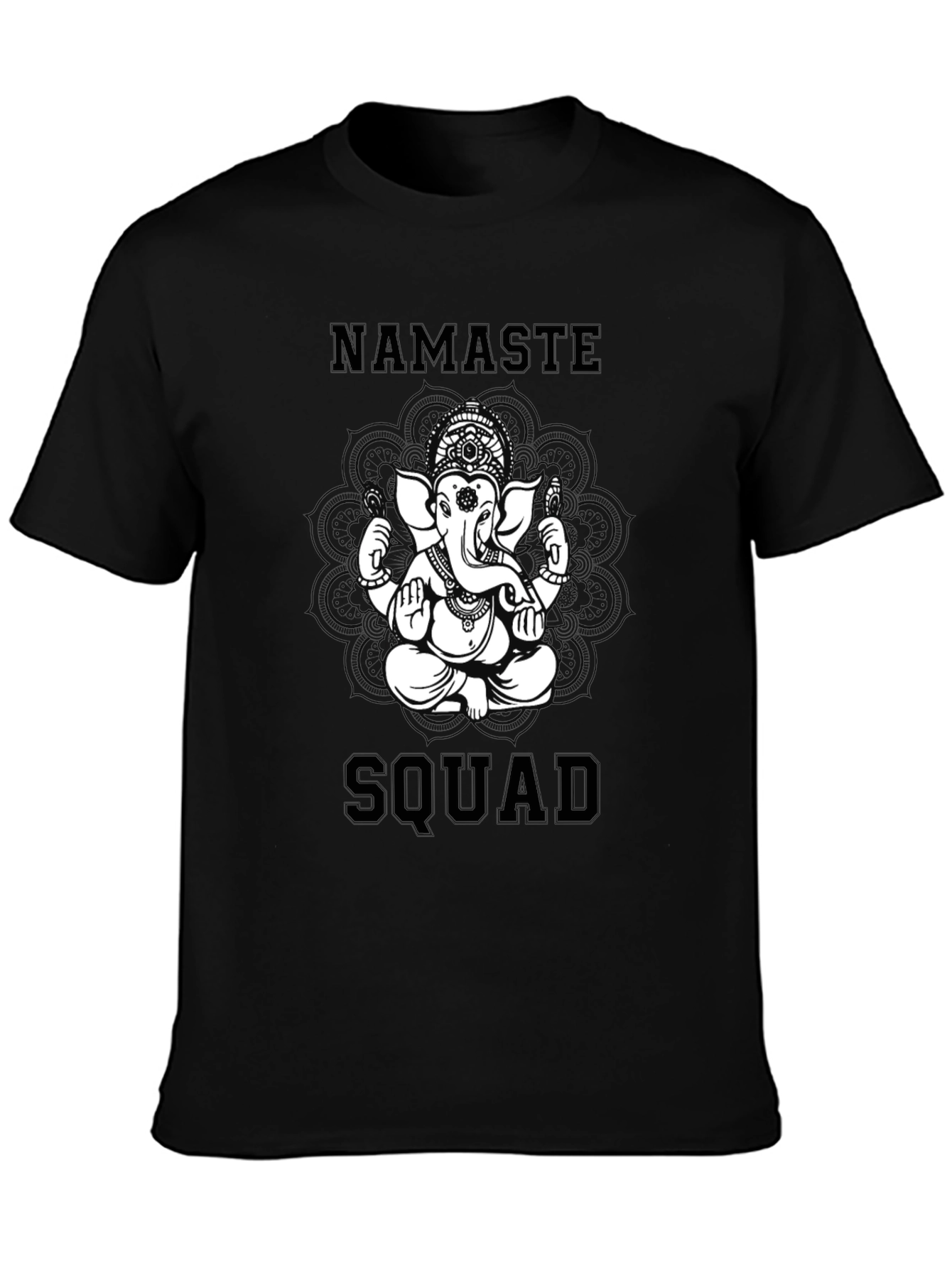 Namaste Squad Graphic Tee - Black Cotton T-Shirt