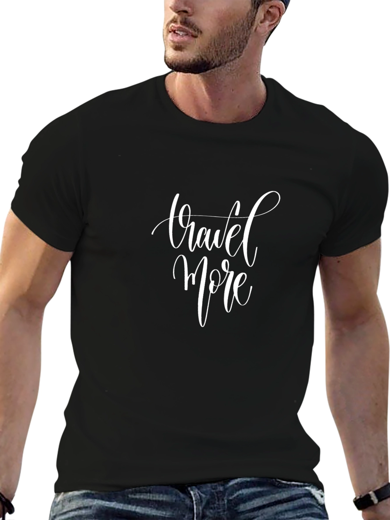 Travel More Black Graphic Tee