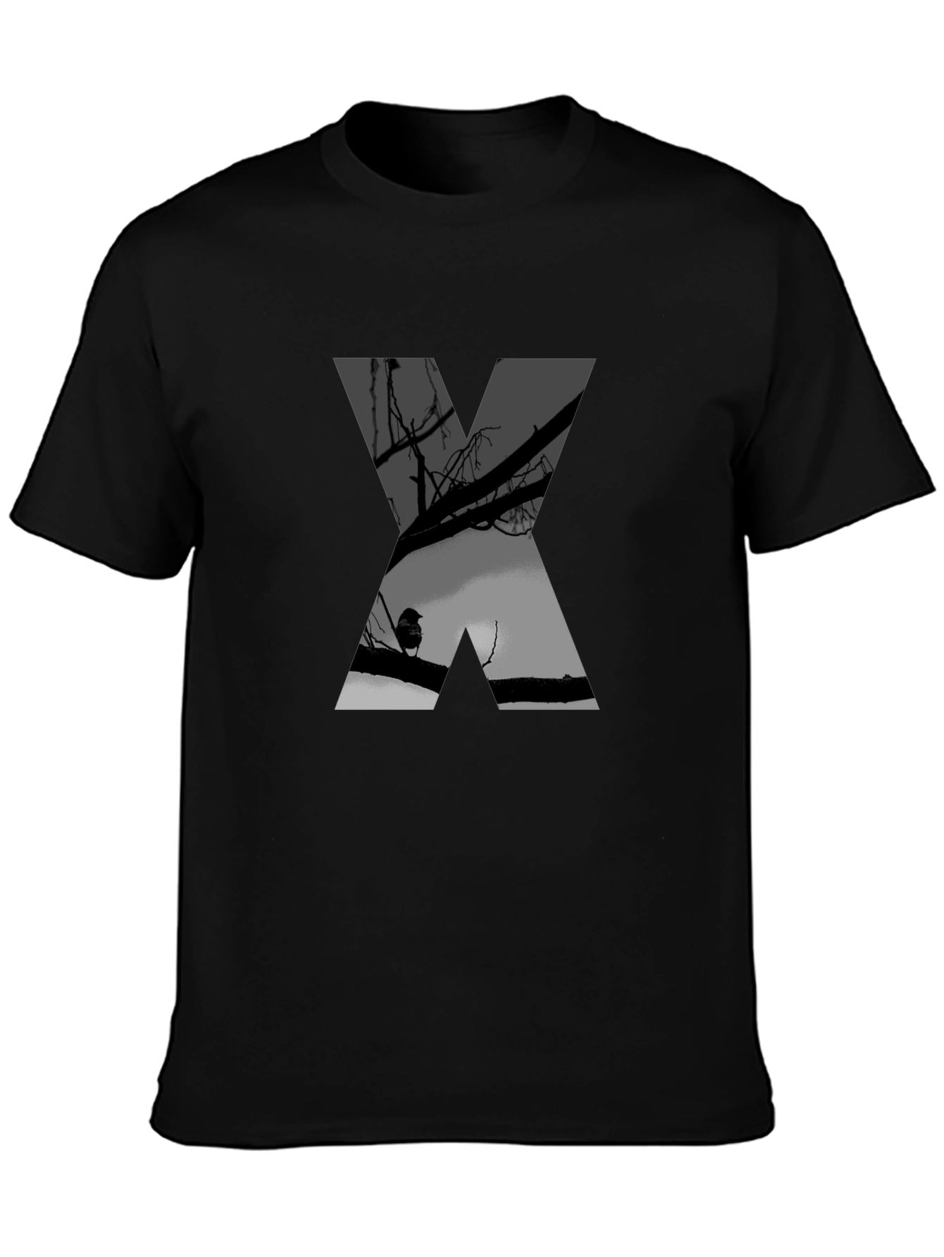 Abstract Silhouette X Graphic Tee - Black