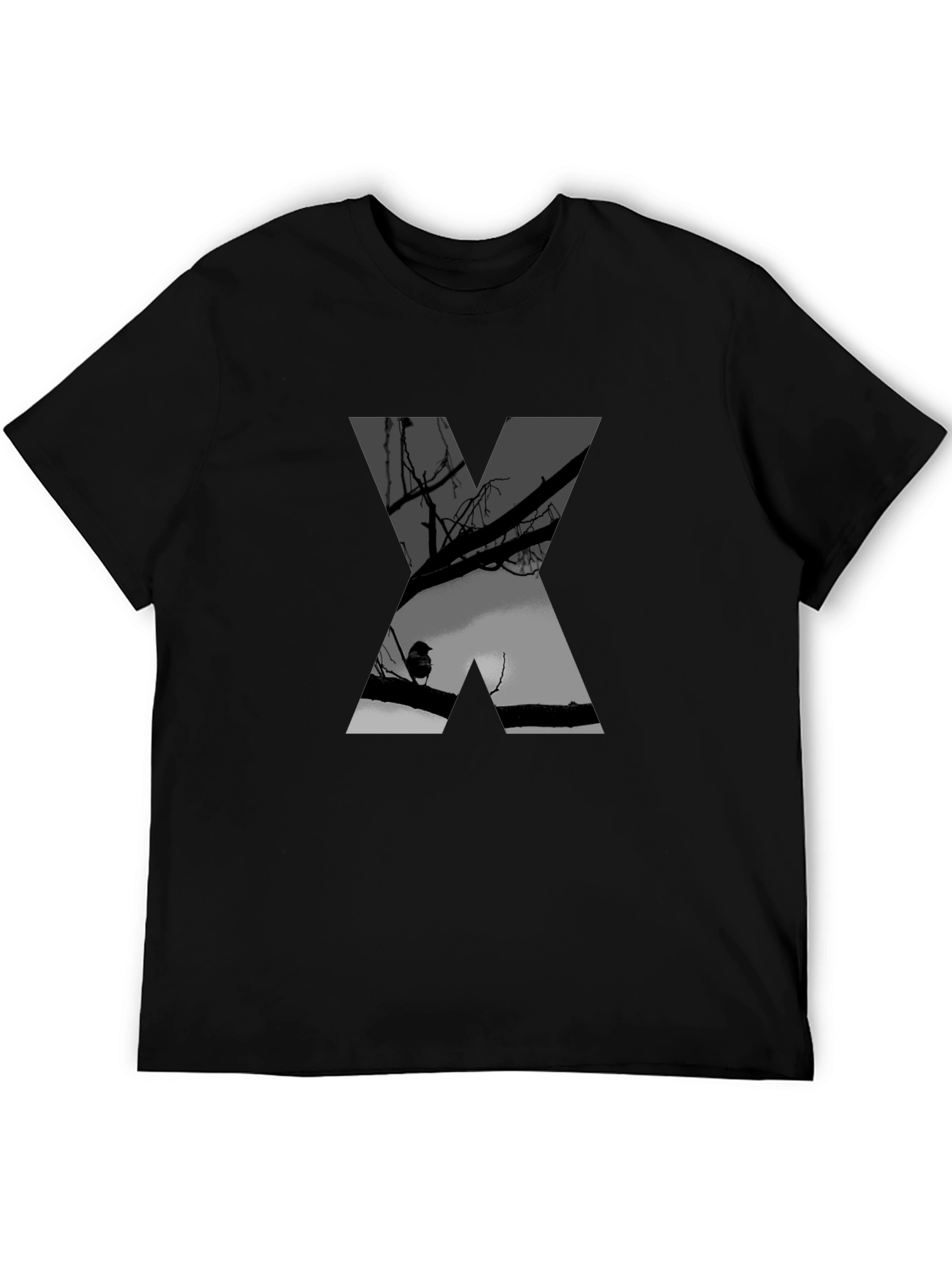 Abstract Silhouette X Graphic Tee - Black