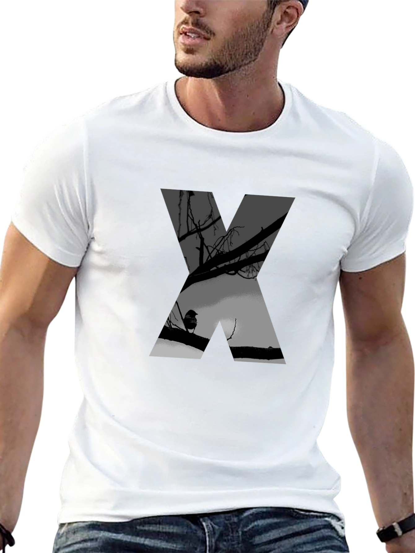 Abstract Silhouette X Graphic Tee - Black