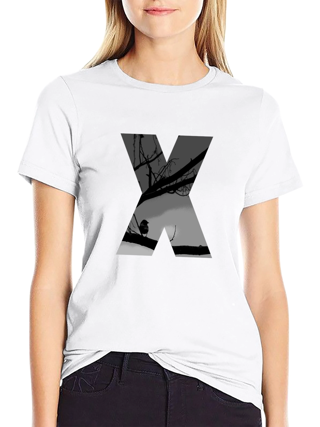 Abstract Silhouette X Graphic Tee - Black