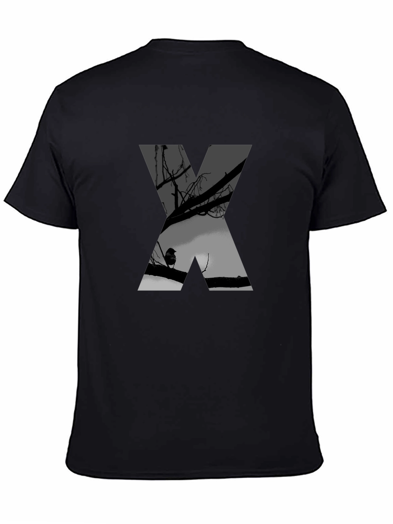 Abstract Silhouette X Graphic Tee - Black
