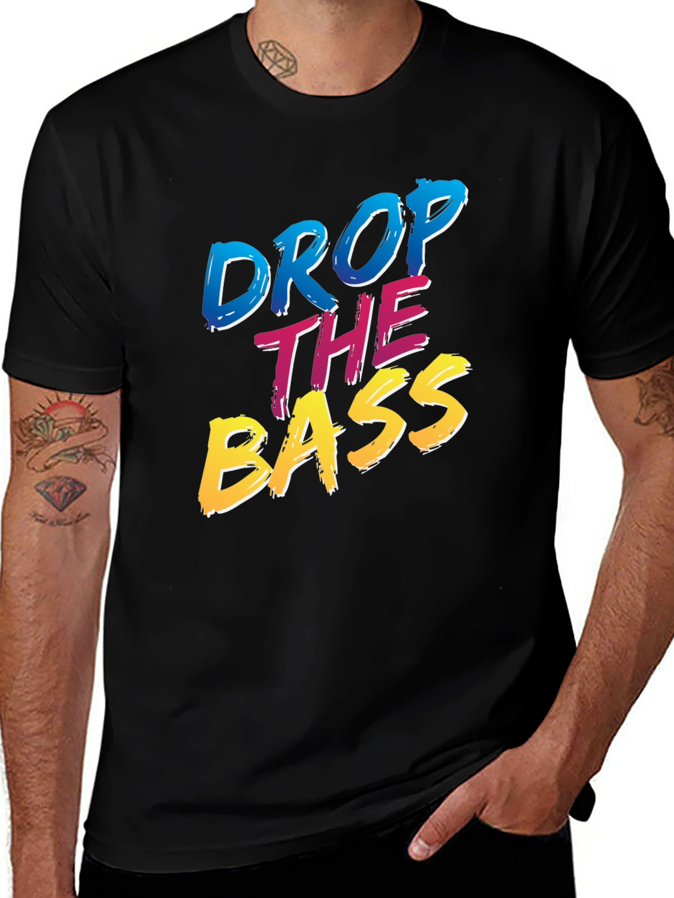 Drop The Bass T-Shirt - Black Cotton Blend
