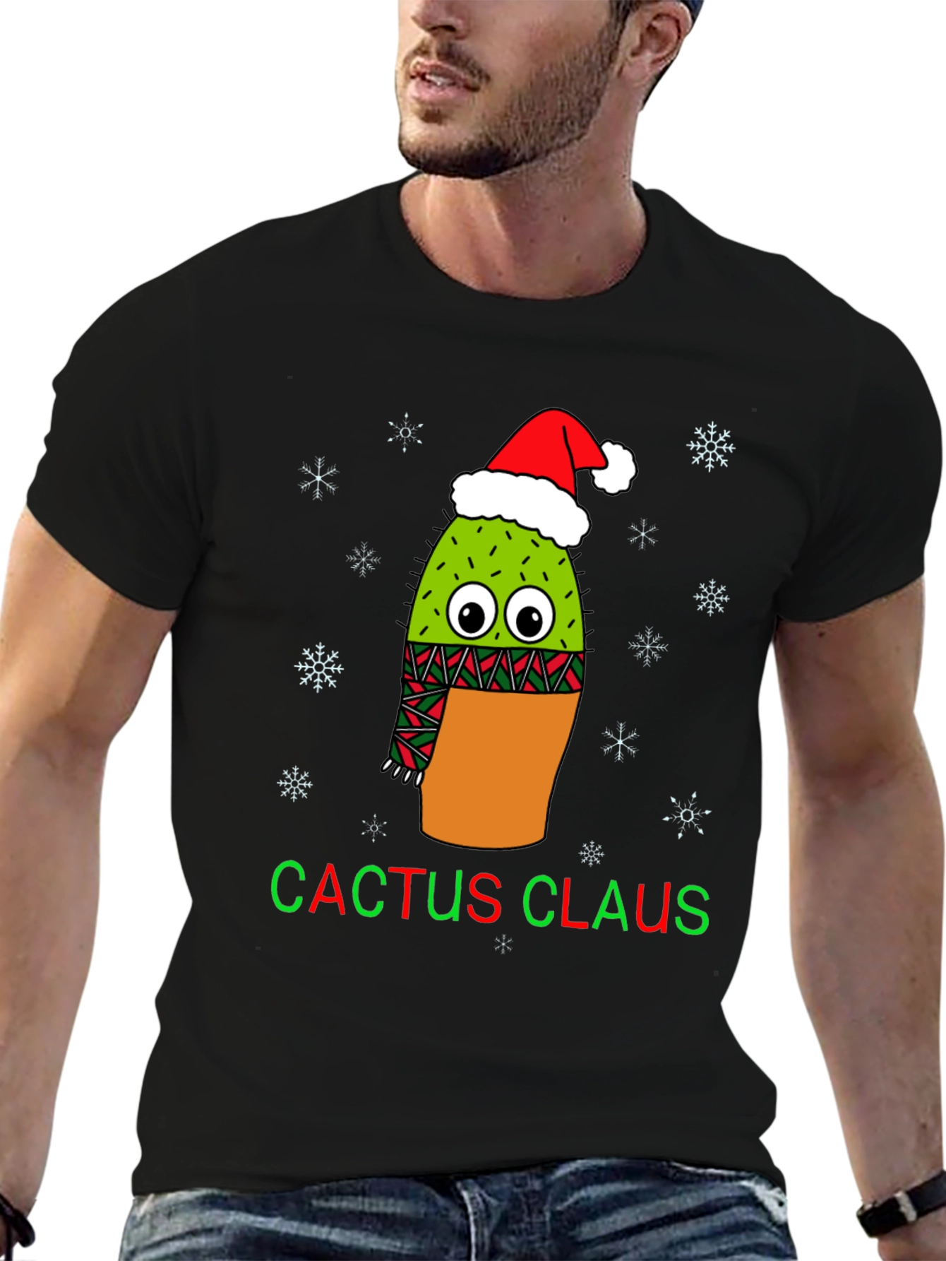 Cactus Claus Christmas Graphic Tee