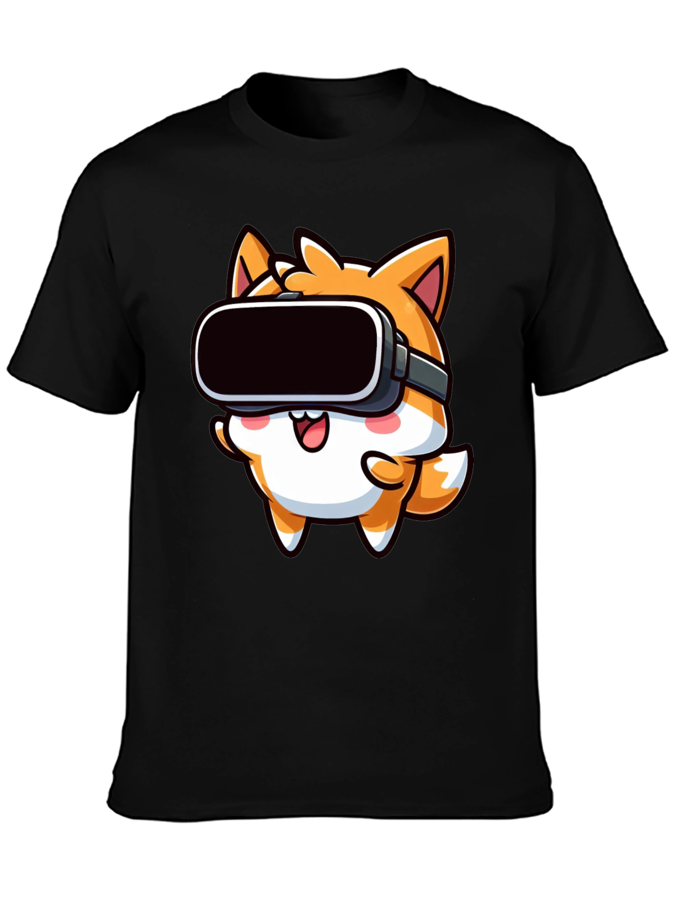 VR Fox Black T-Shirt - Cute Gamer Tee