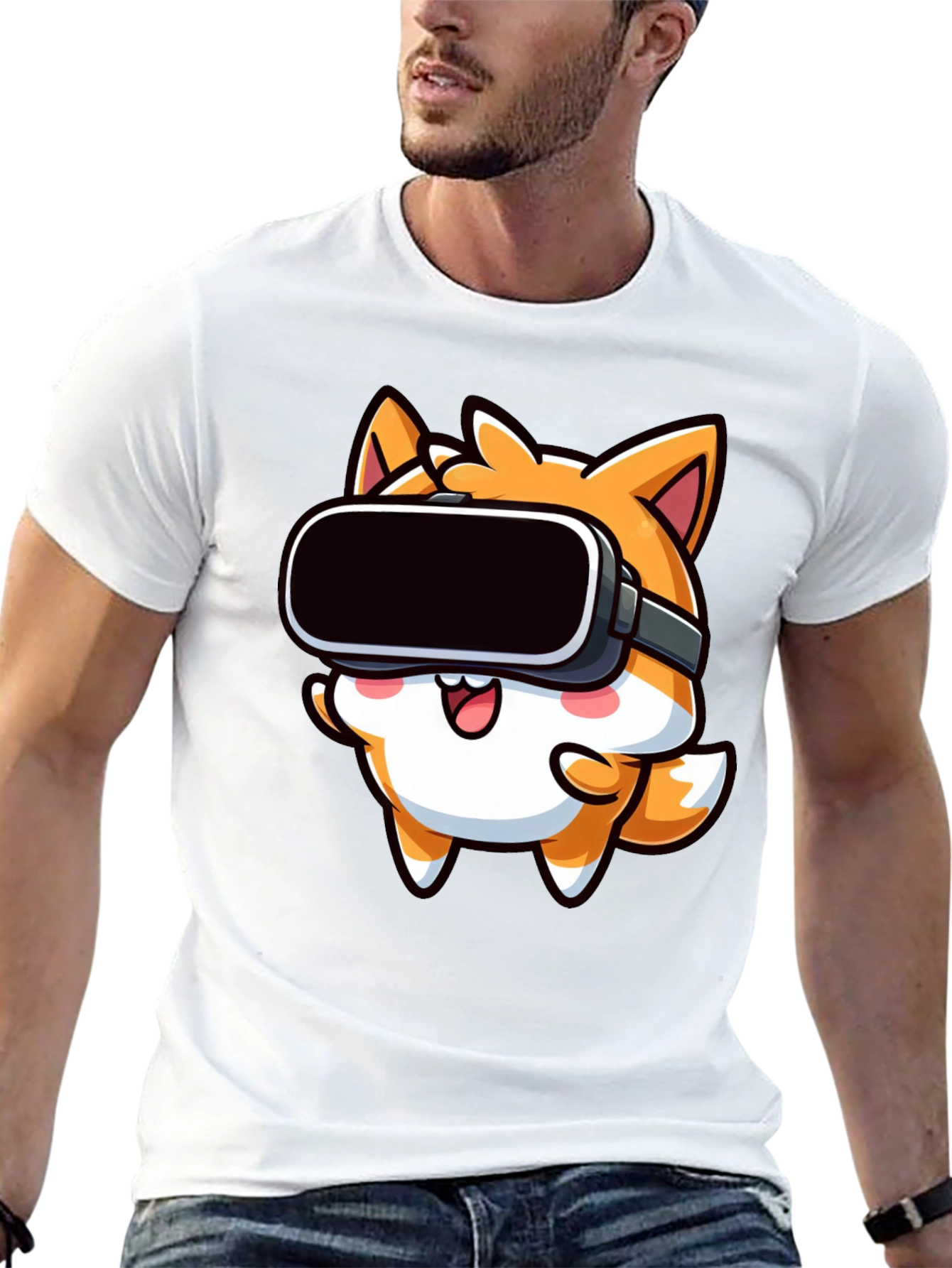 VR Fox Black T-Shirt - Cute Gamer Tee