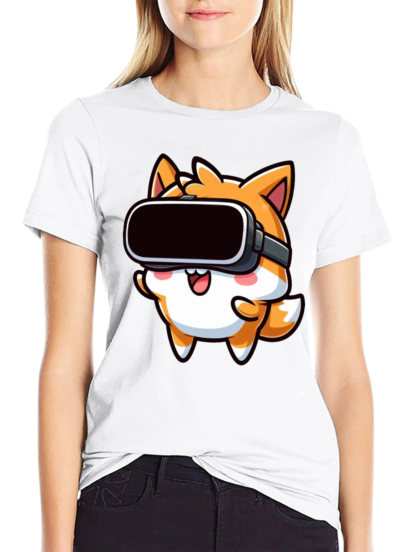 VR Fox Black T-Shirt - Cute Gamer Tee