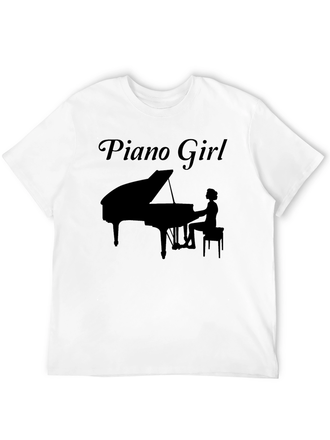 Piano Girl Graphic Tee - Black Cotton T-Shirt