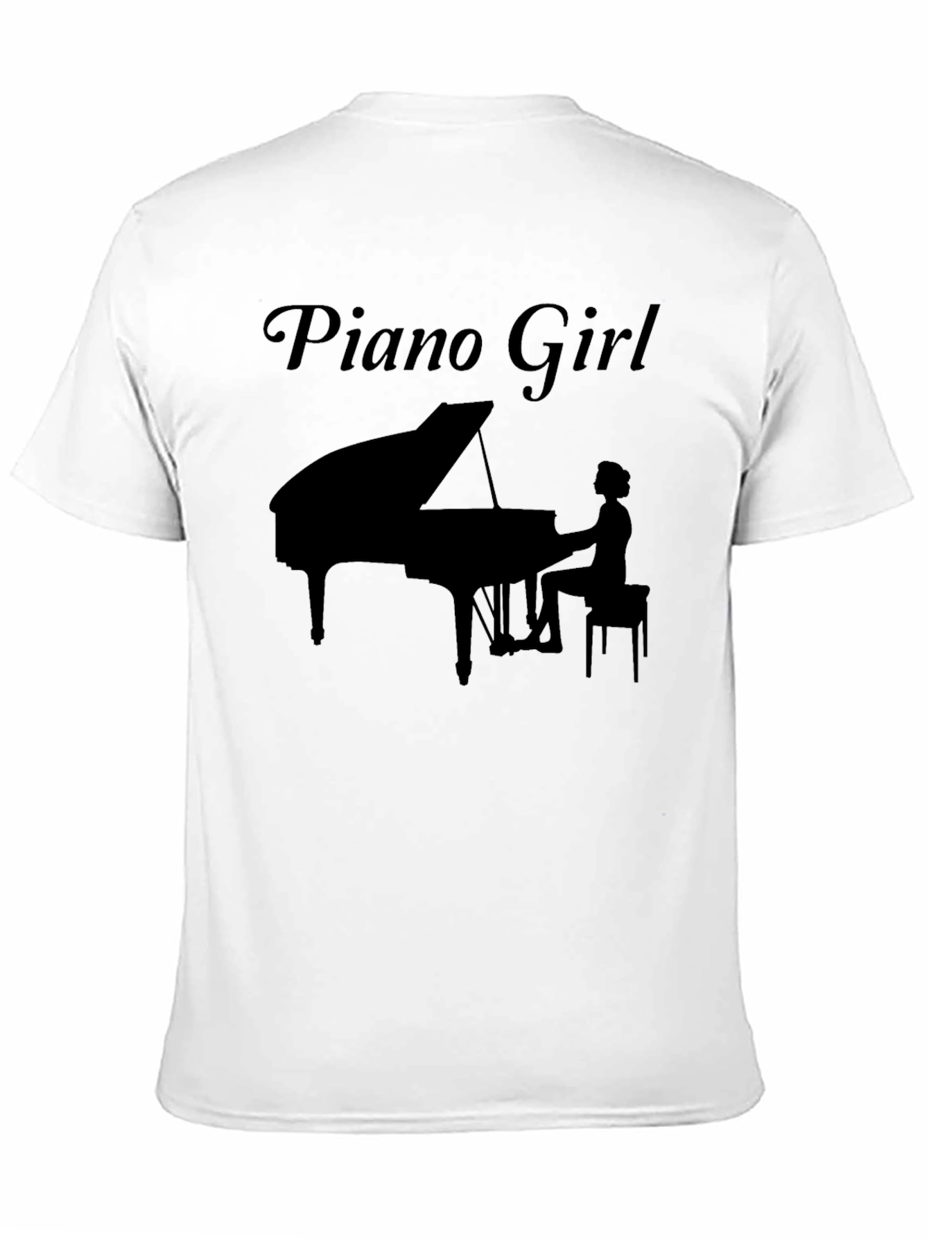 Piano Girl Graphic Tee - Black Cotton T-Shirt
