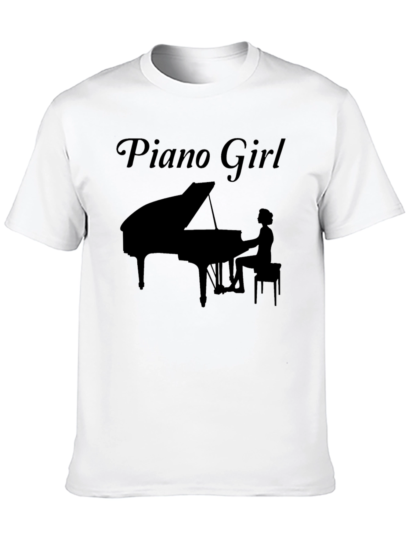 Piano Girl Graphic Tee - Black Cotton T-Shirt