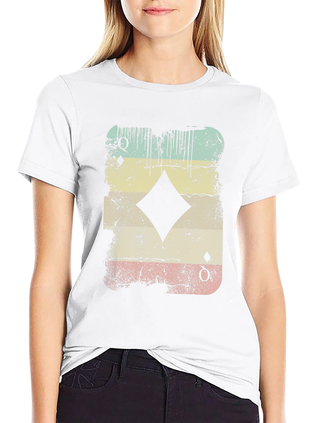 Queen of Diamonds Graphic Print Mens T-Shirt