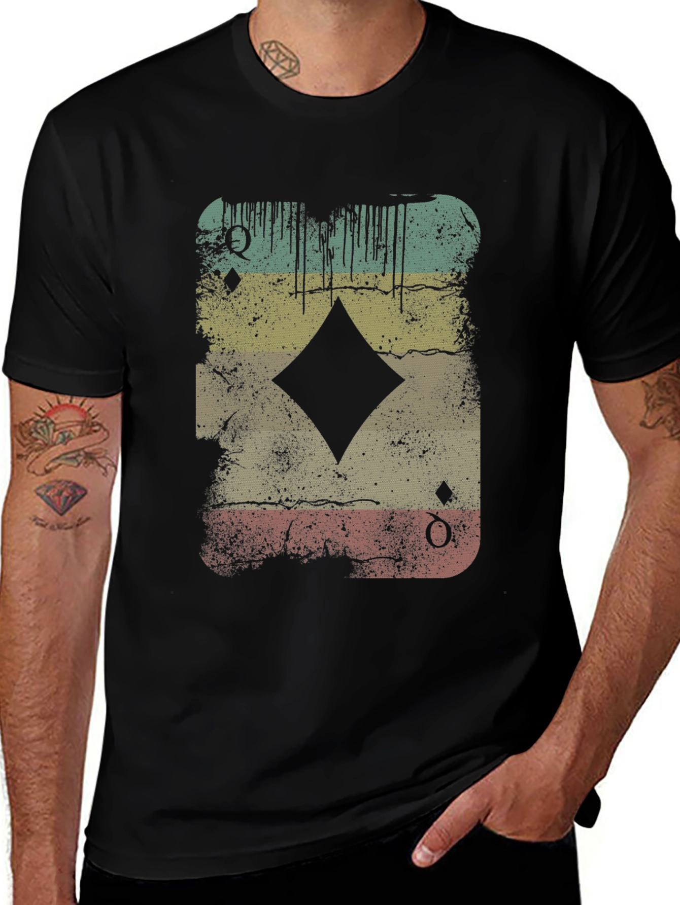 Queen of Diamonds Graphic Print Mens T-Shirt