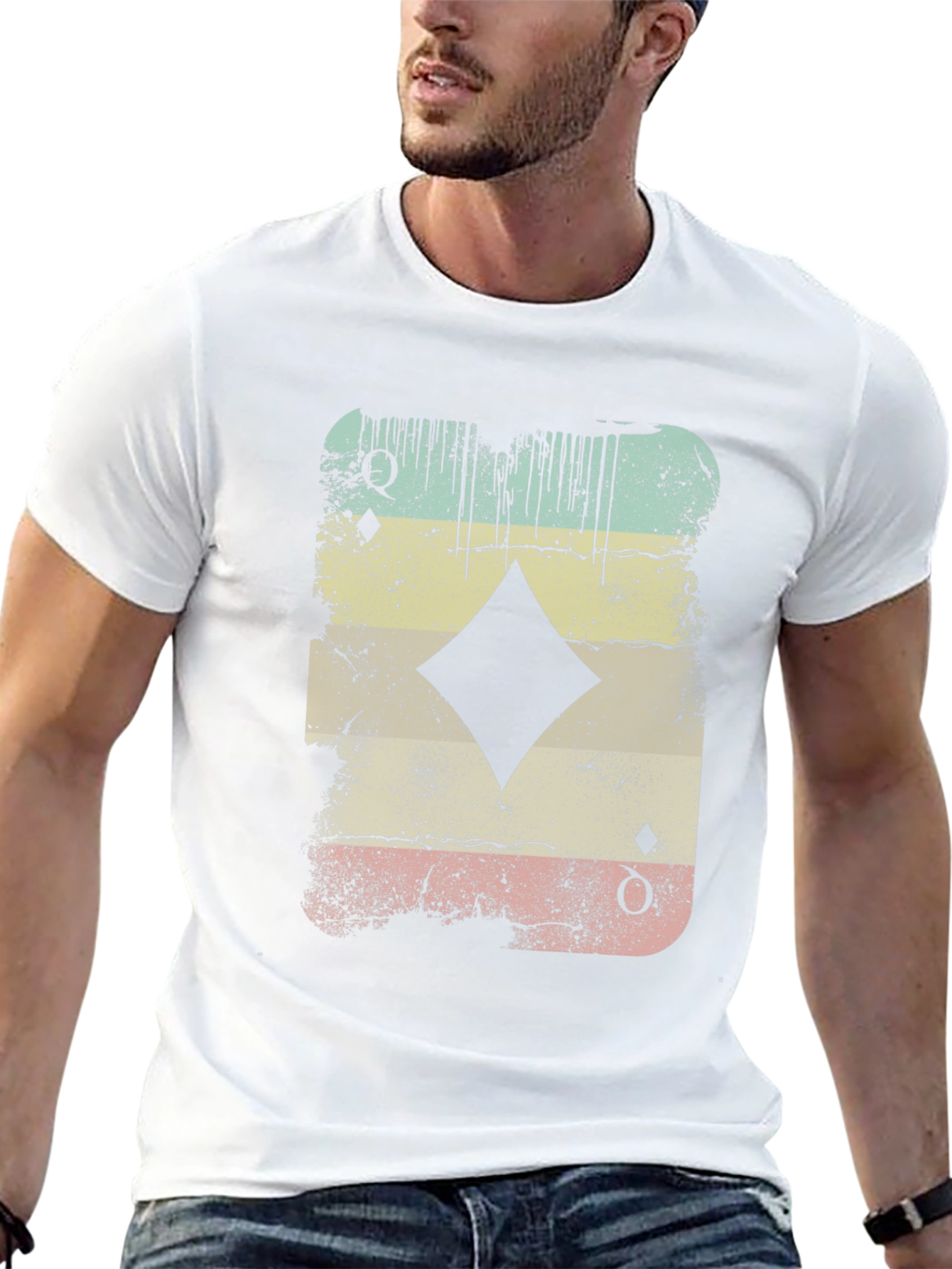 Queen of Diamonds Graphic Print Mens T-Shirt