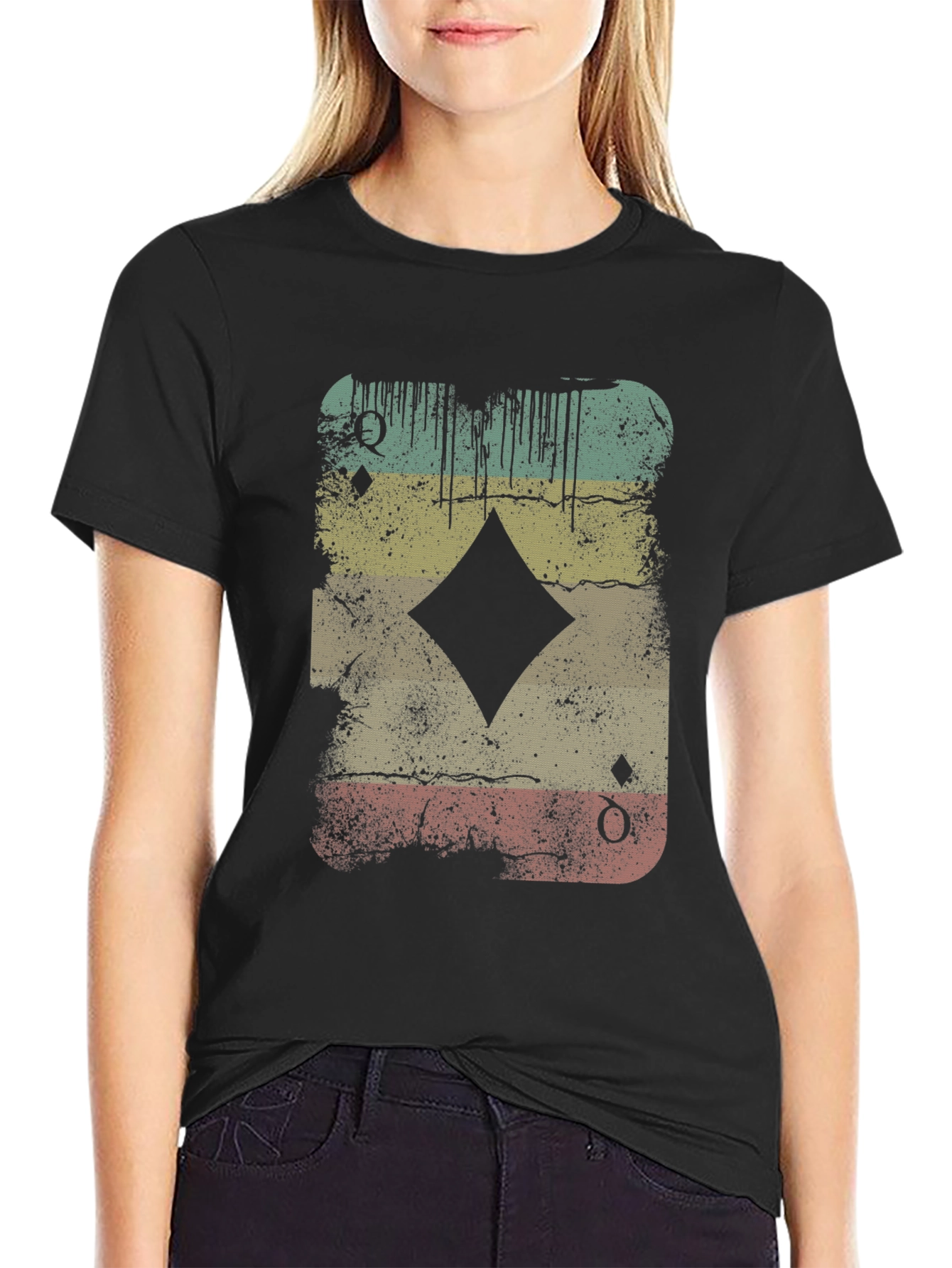 Queen of Diamonds Graphic Print Mens T-Shirt