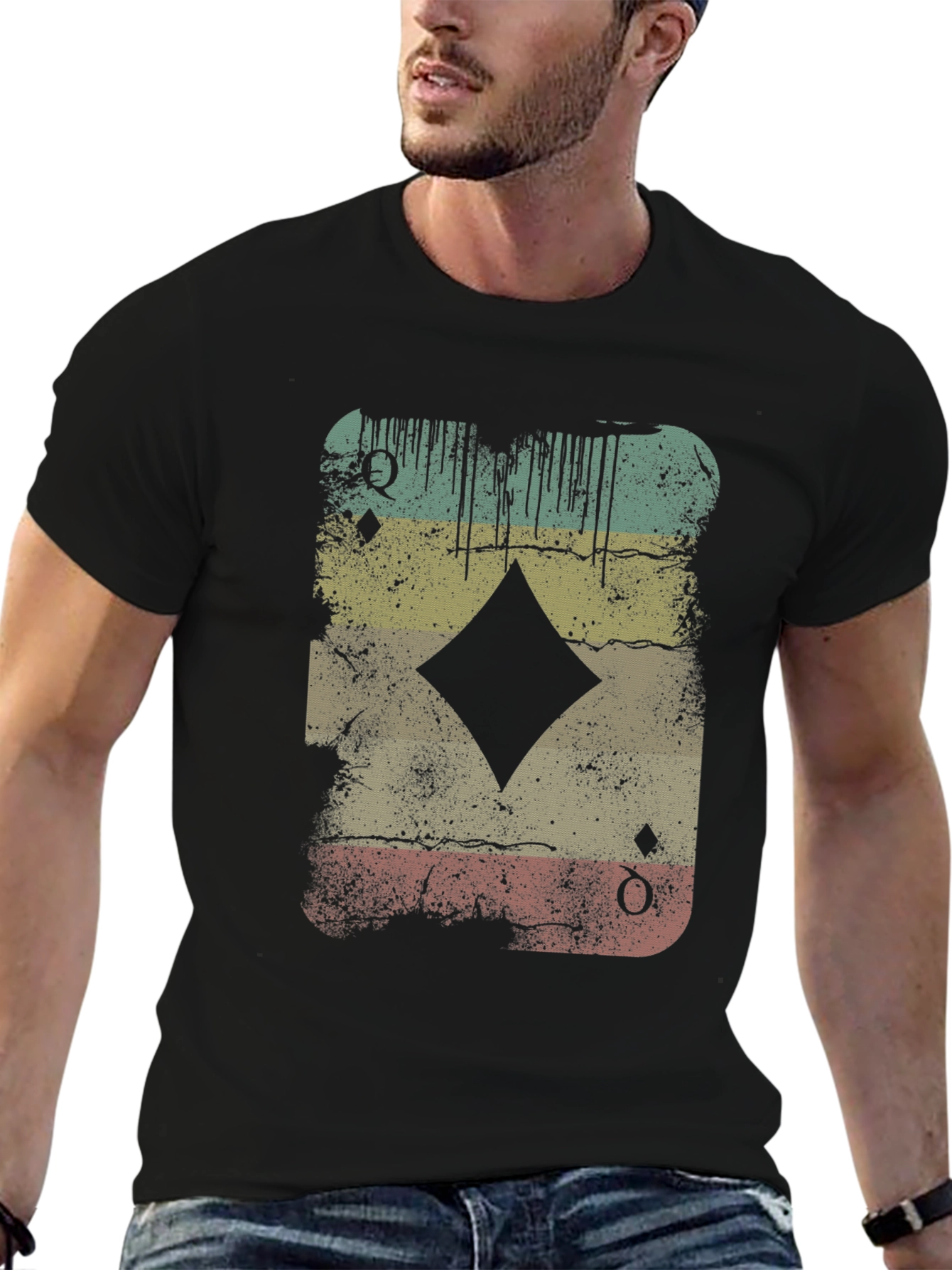 Queen of Diamonds Graphic Print Mens T-Shirt