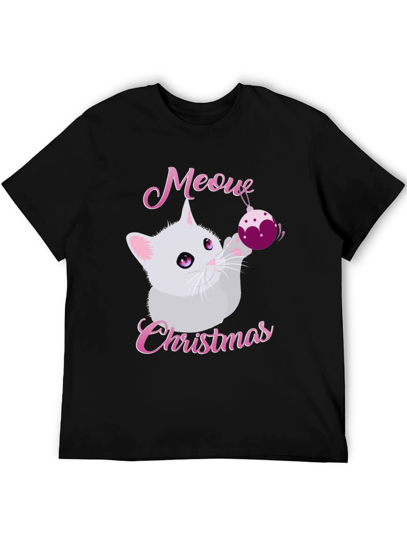 Meow Christmas Graphic Tee - Holiday Kitten Shirt