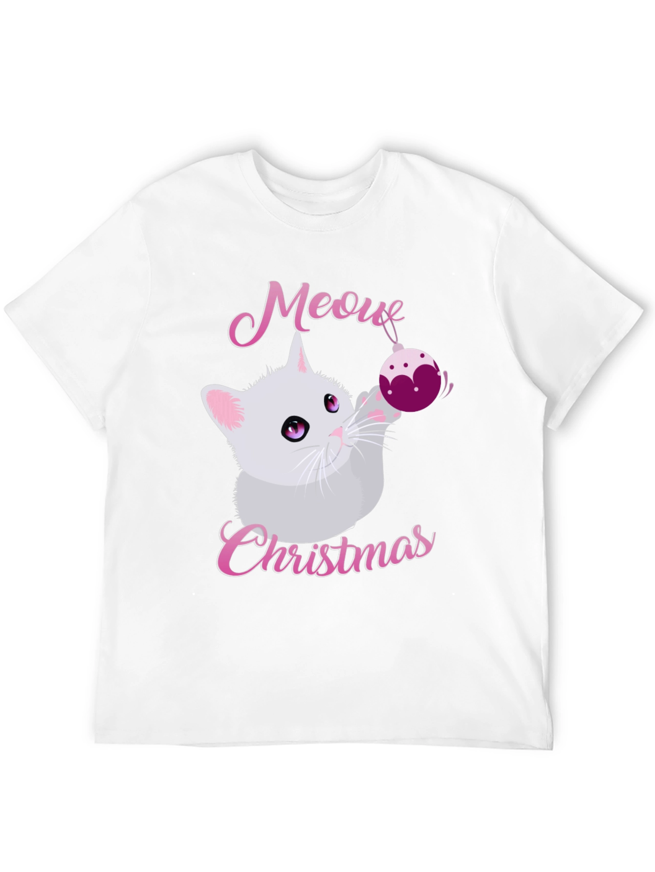 Meow Christmas Graphic Tee - Holiday Kitten Shirt