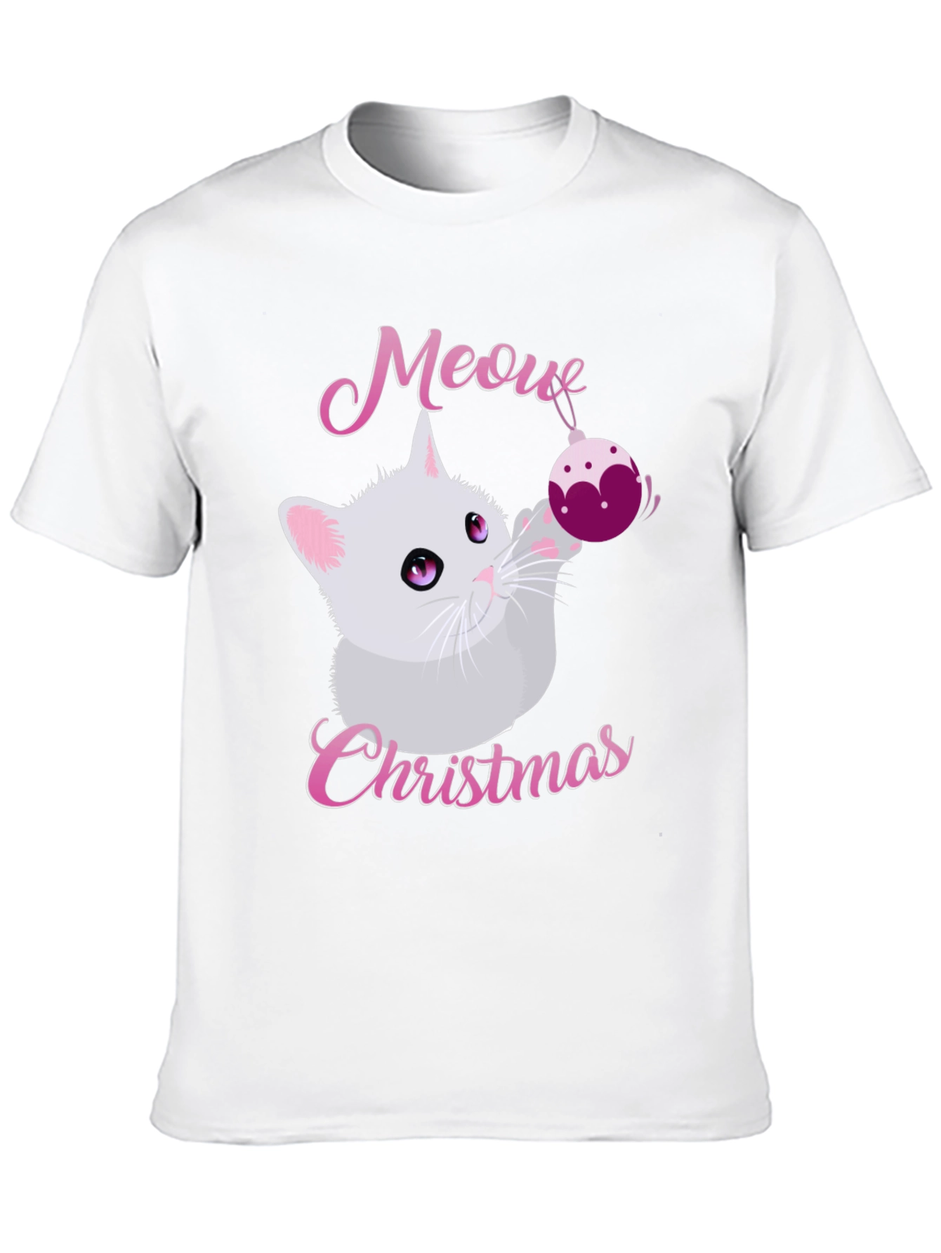 Meow Christmas Graphic Tee - Holiday Kitten Shirt